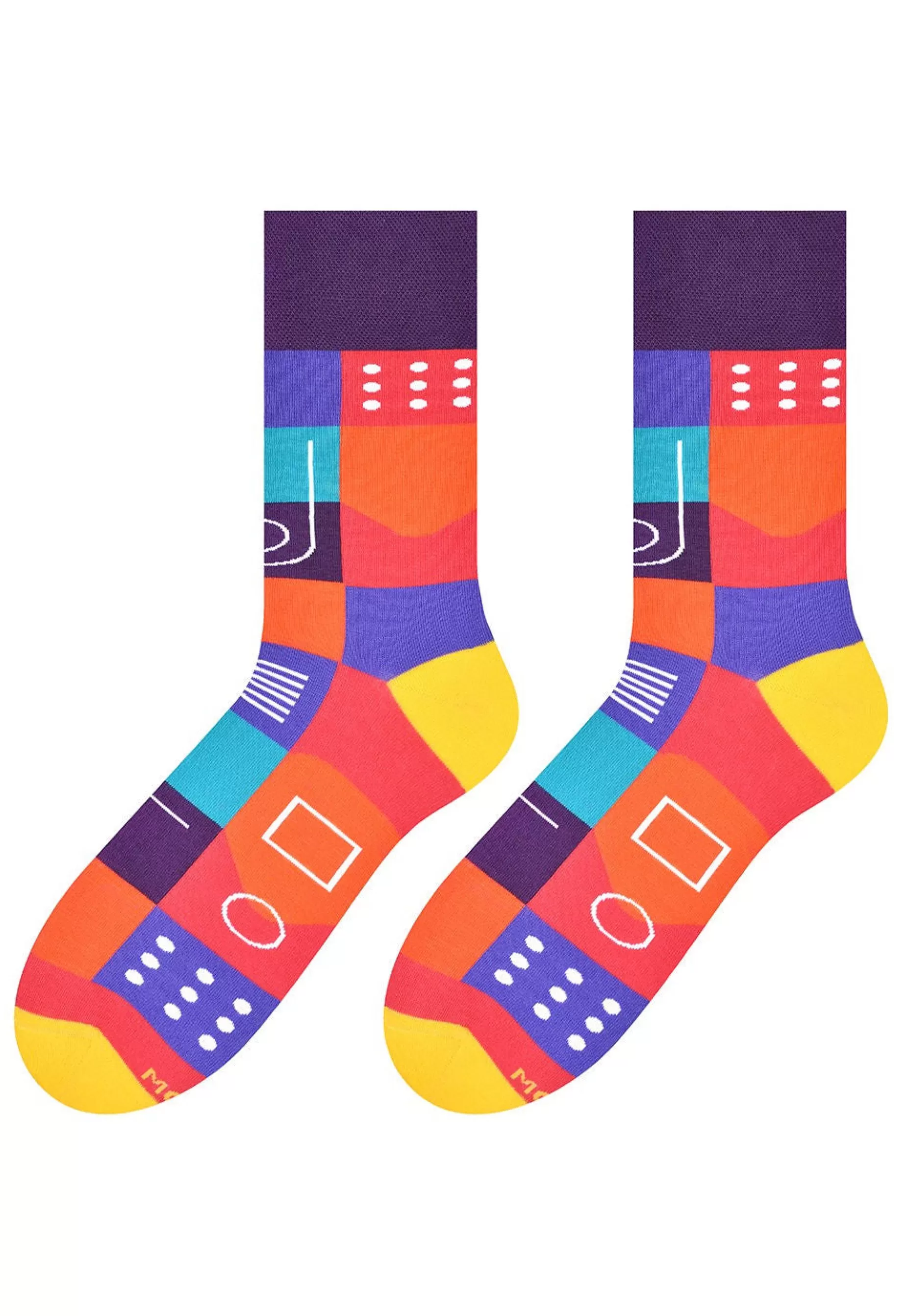 Cotton Socks | More Abstract Squares Patterned Socks In By Purple