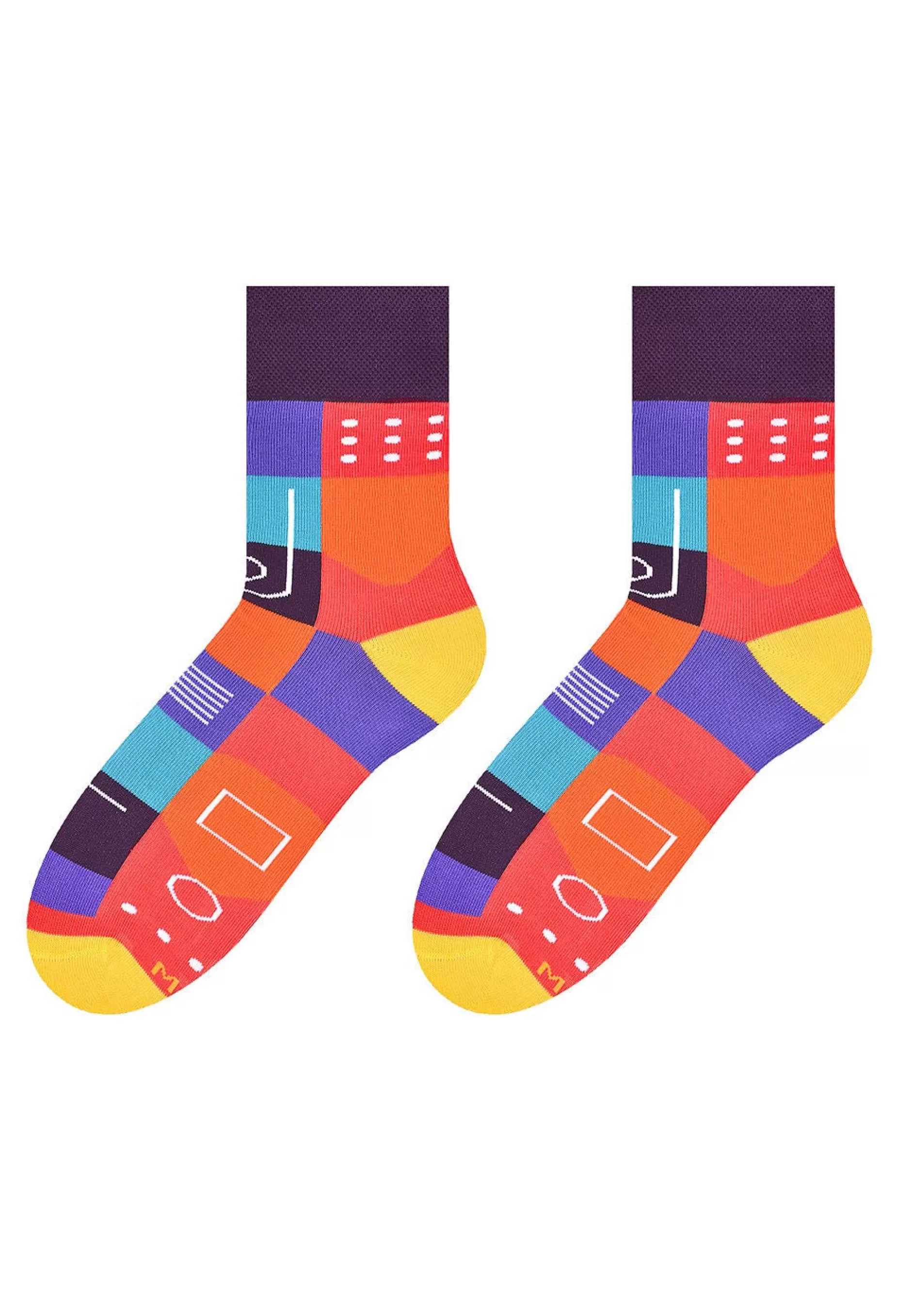 Cotton Socks | More Abstract Squares Patterned Socks In By Purple