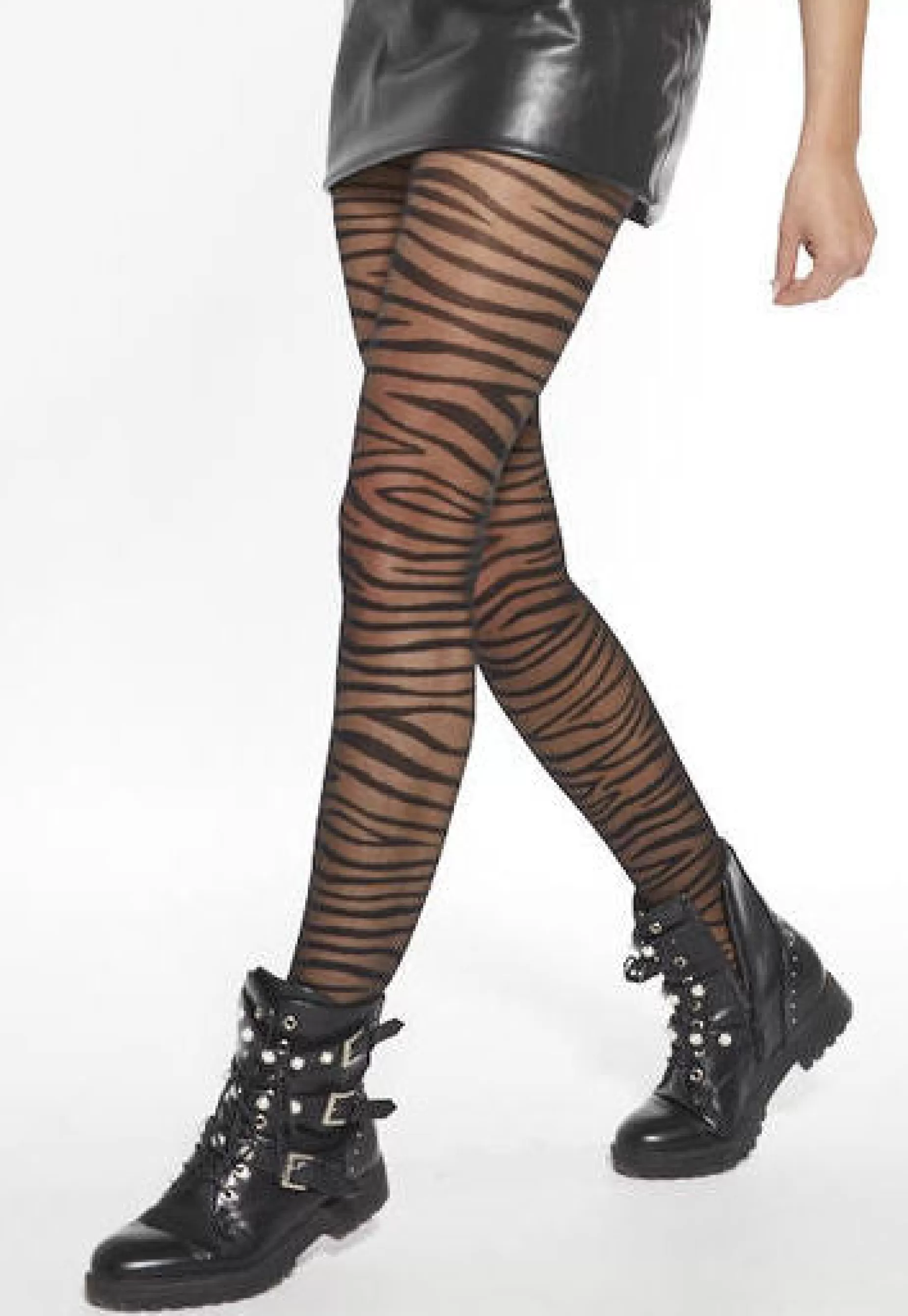 Patterned Tights | Adrian Acara Zebra Patterned Sheer Tights By Nero: Black