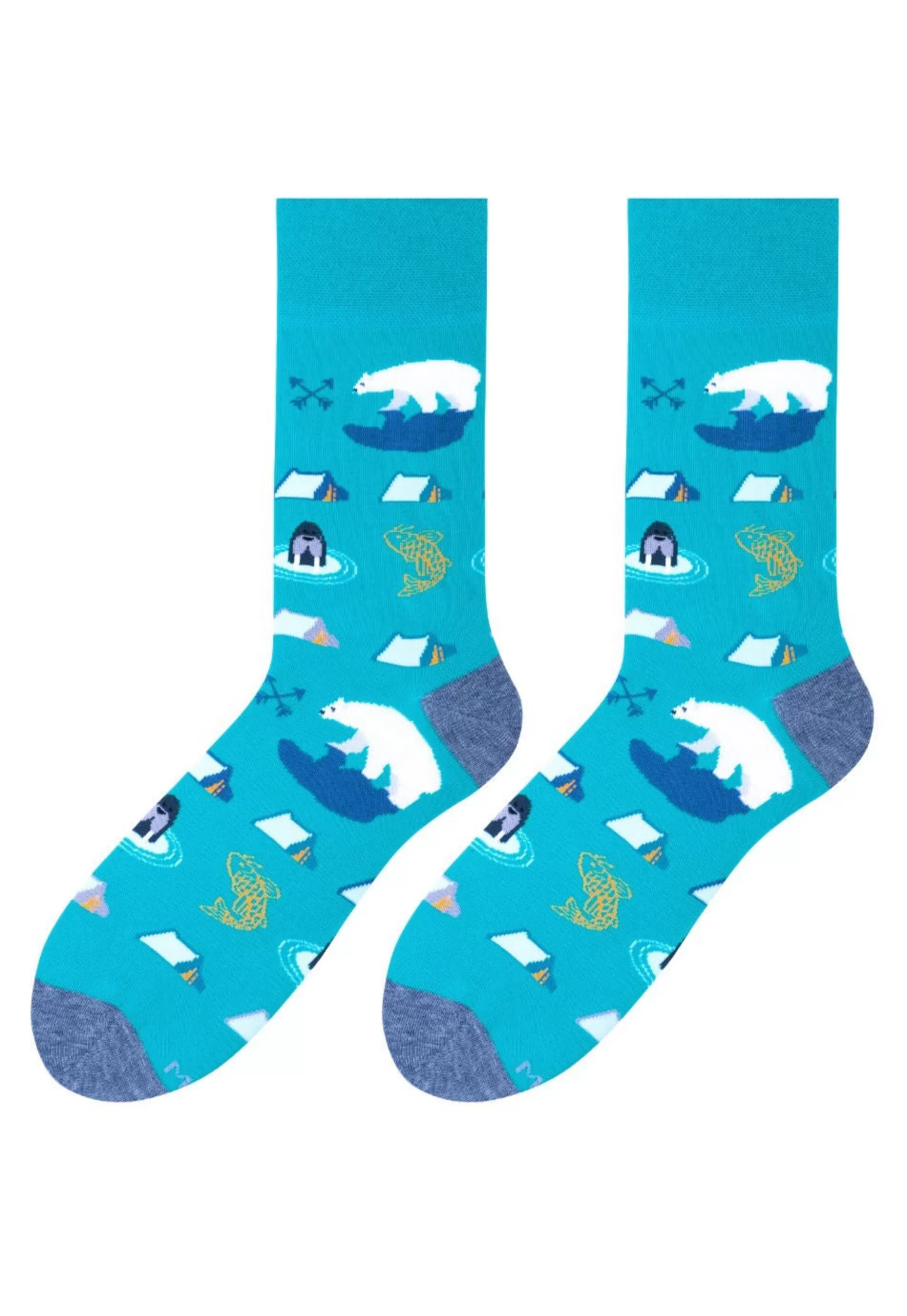 Cotton Socks | More Alaska Polar Bears Patterned Socks In By Teal