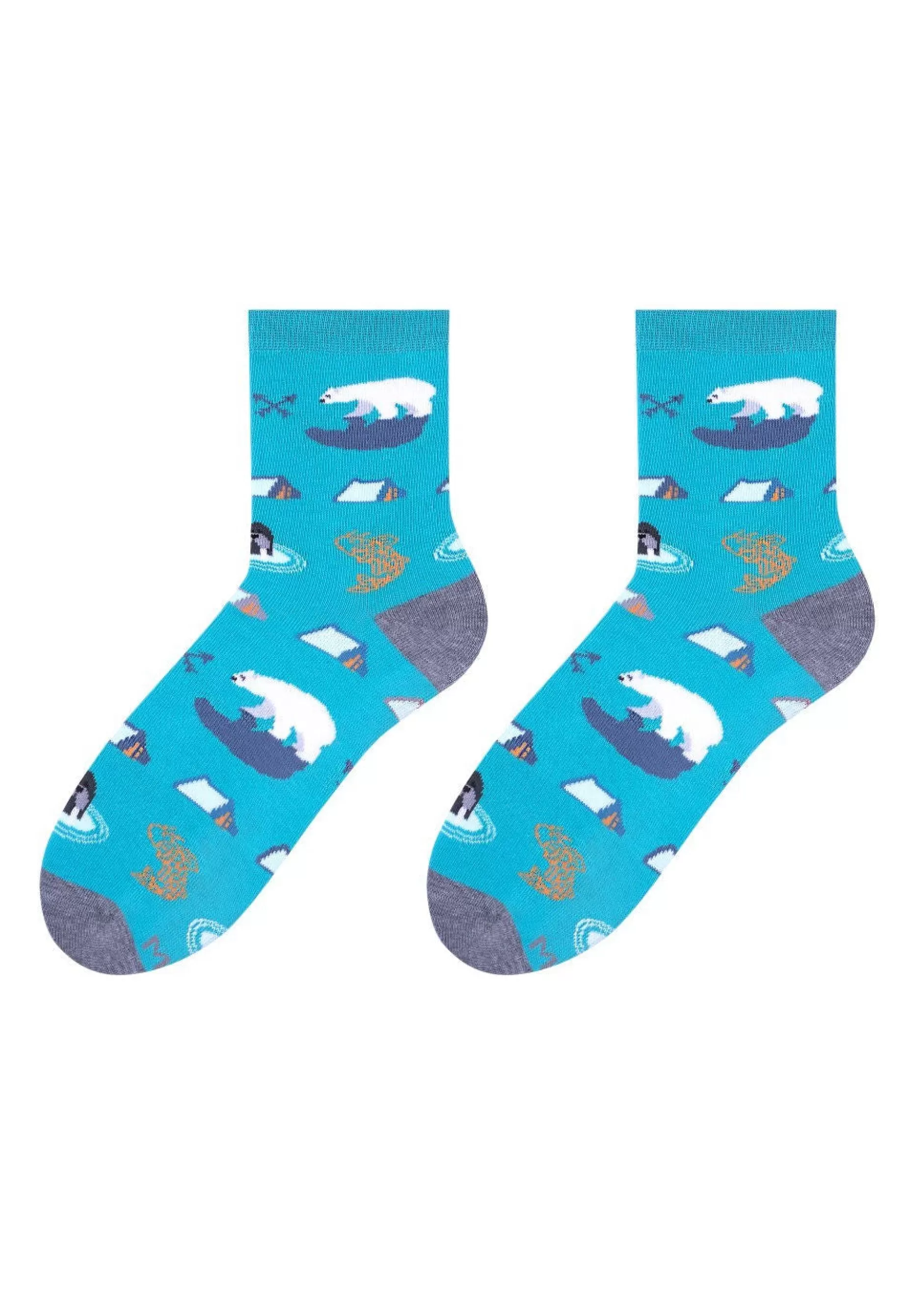 Cotton Socks | More Alaska Polar Bears Patterned Socks In By Teal