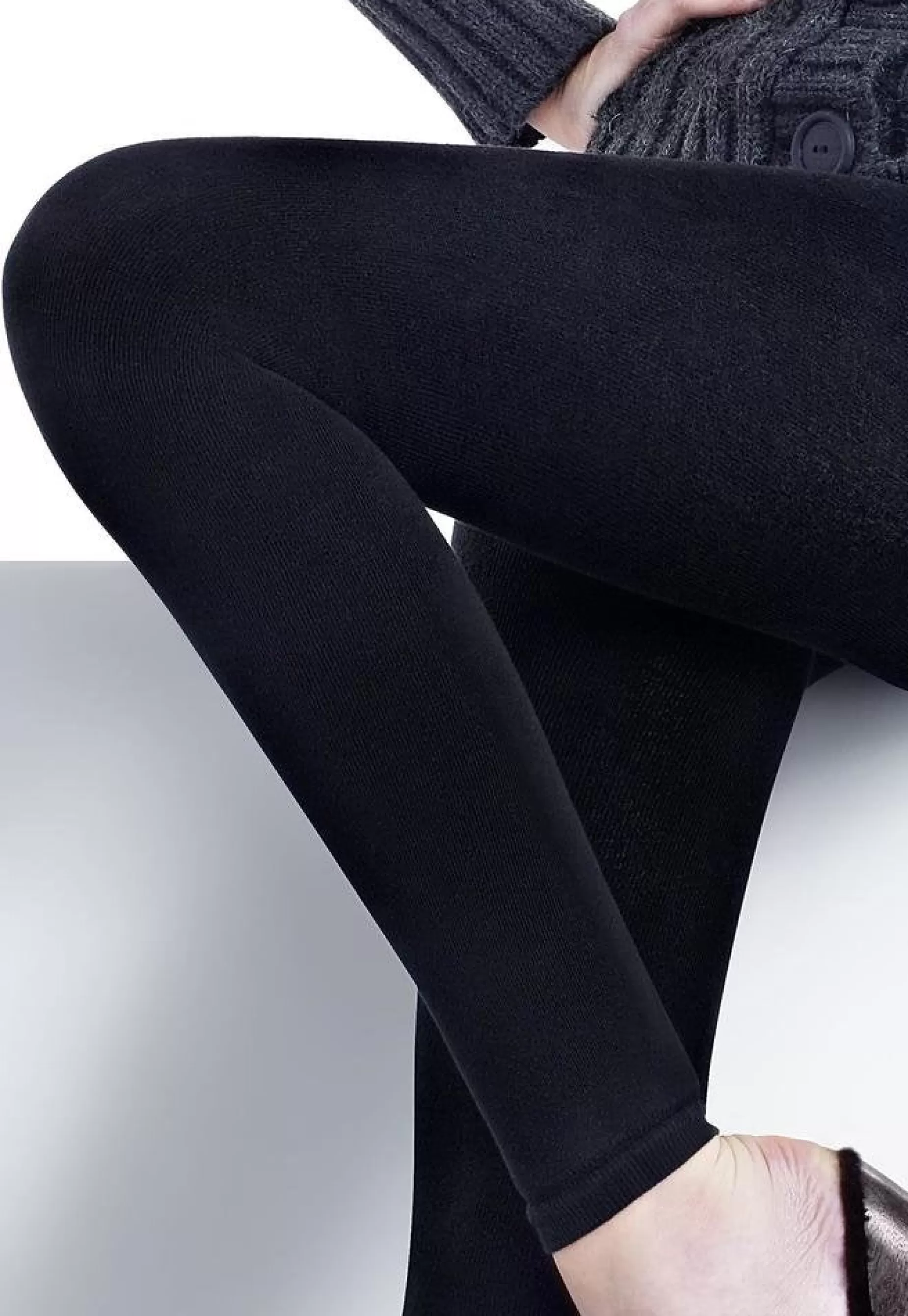 Opaque Leggings | Marilyn Arctica 250 Den Cotton & Wool Opaque Leggings By Nero: Black