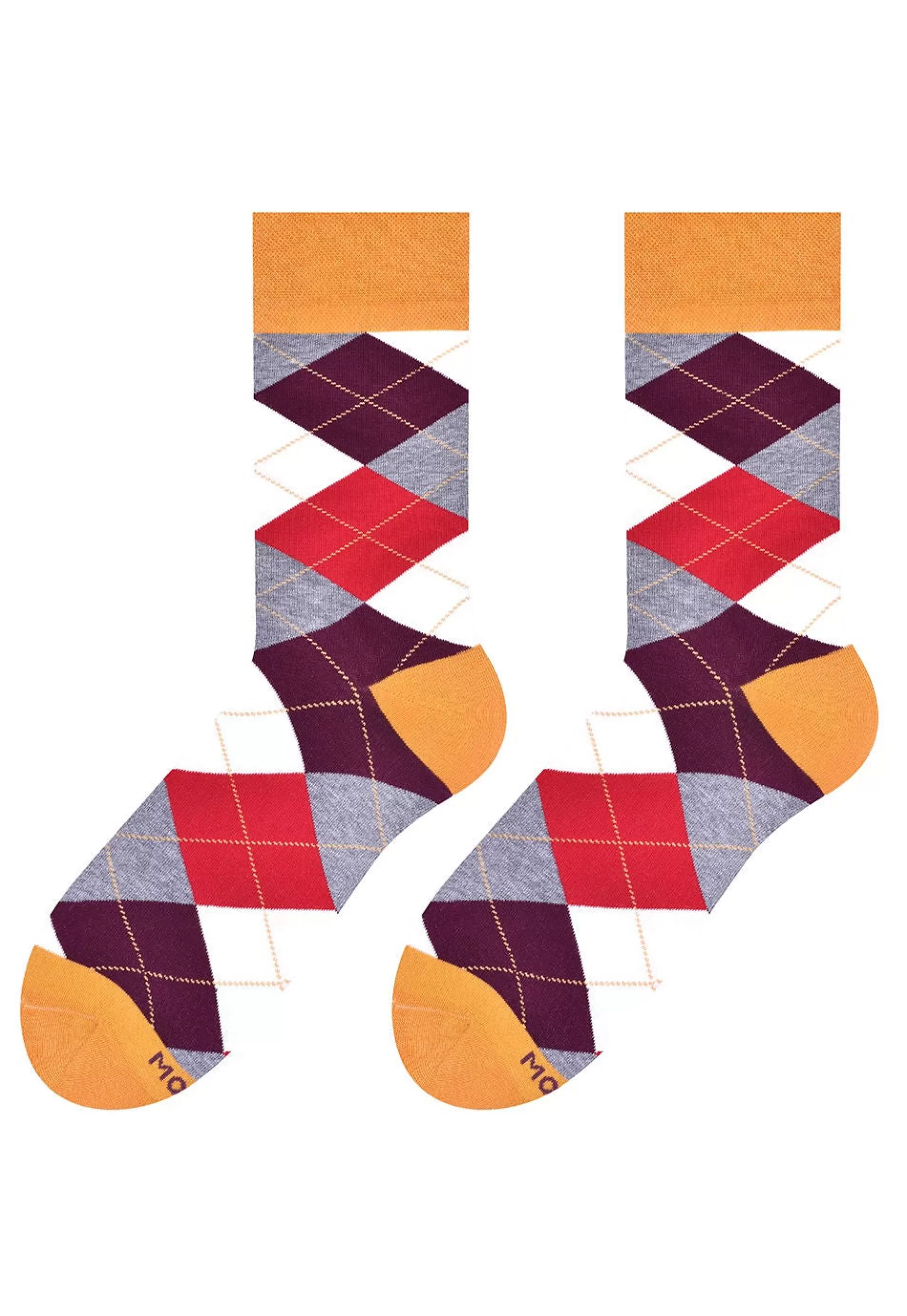 Cotton Socks | More Argyle Patterned Socks In , Red & White By Burgundy