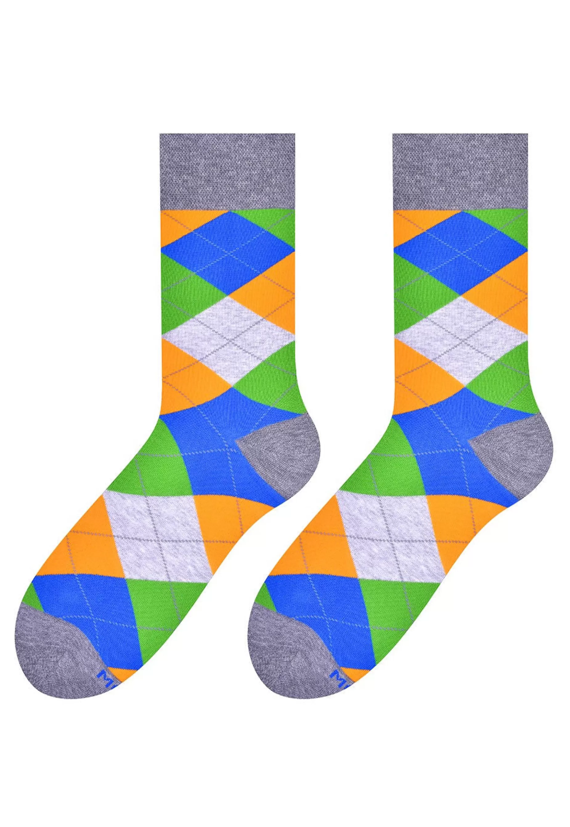 Cotton Socks | More Argyle Patterned Socks In Blue, Green By Orange