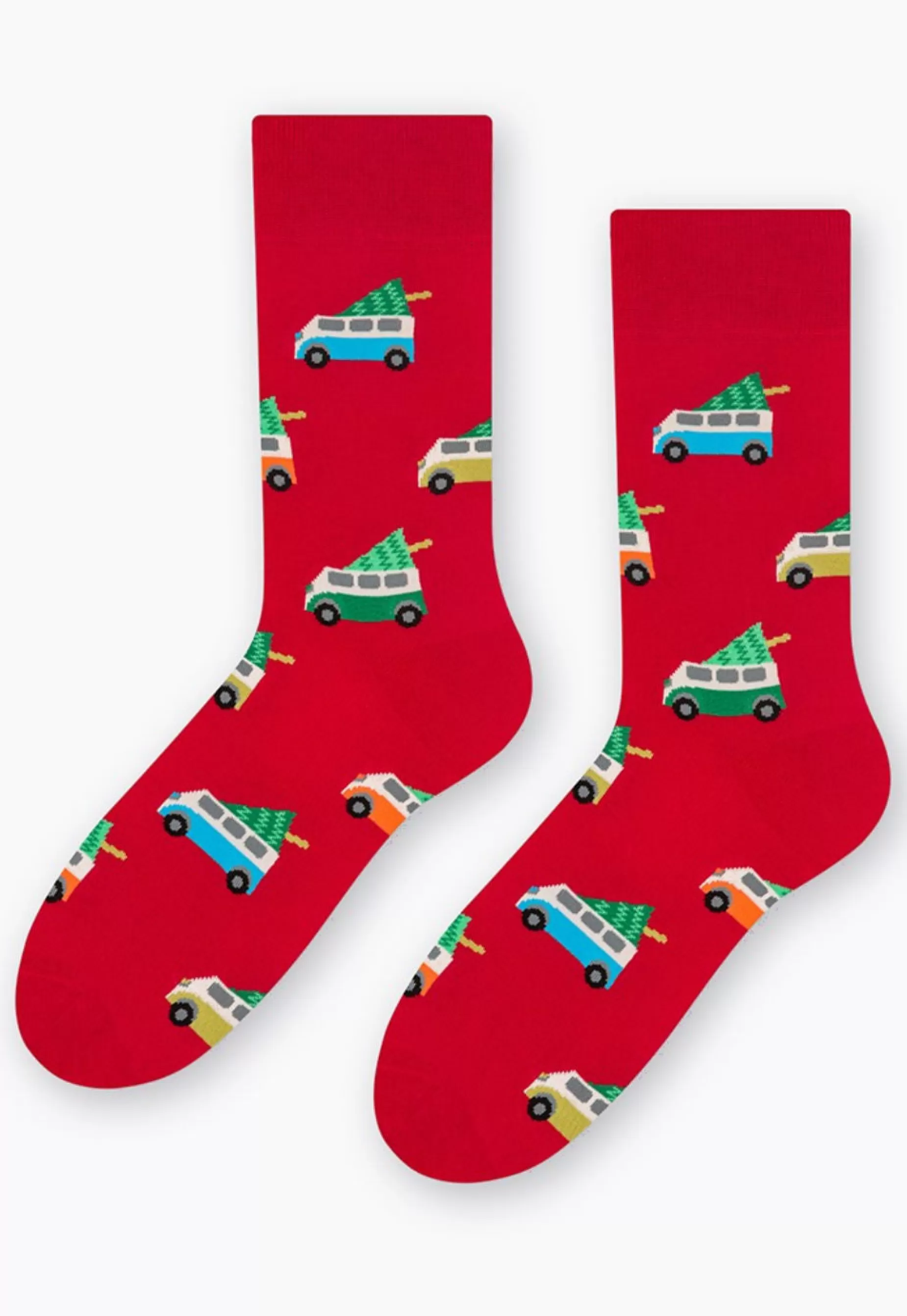 Cotton Socks | More Camper Van Patterned Socks In By Red