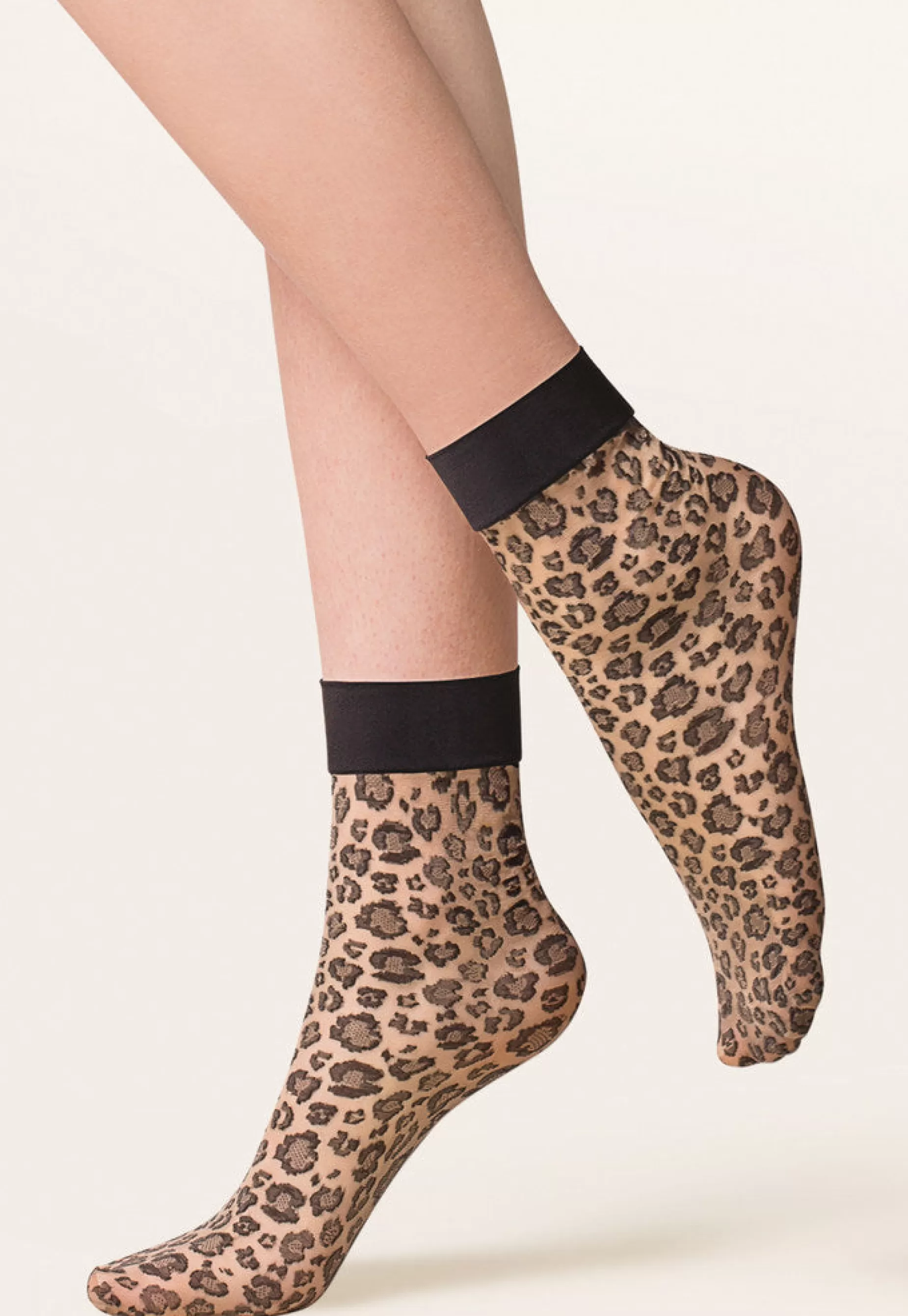 Ankle Socks | Gabriella Caty Leopard Patterned Sheer Socks By