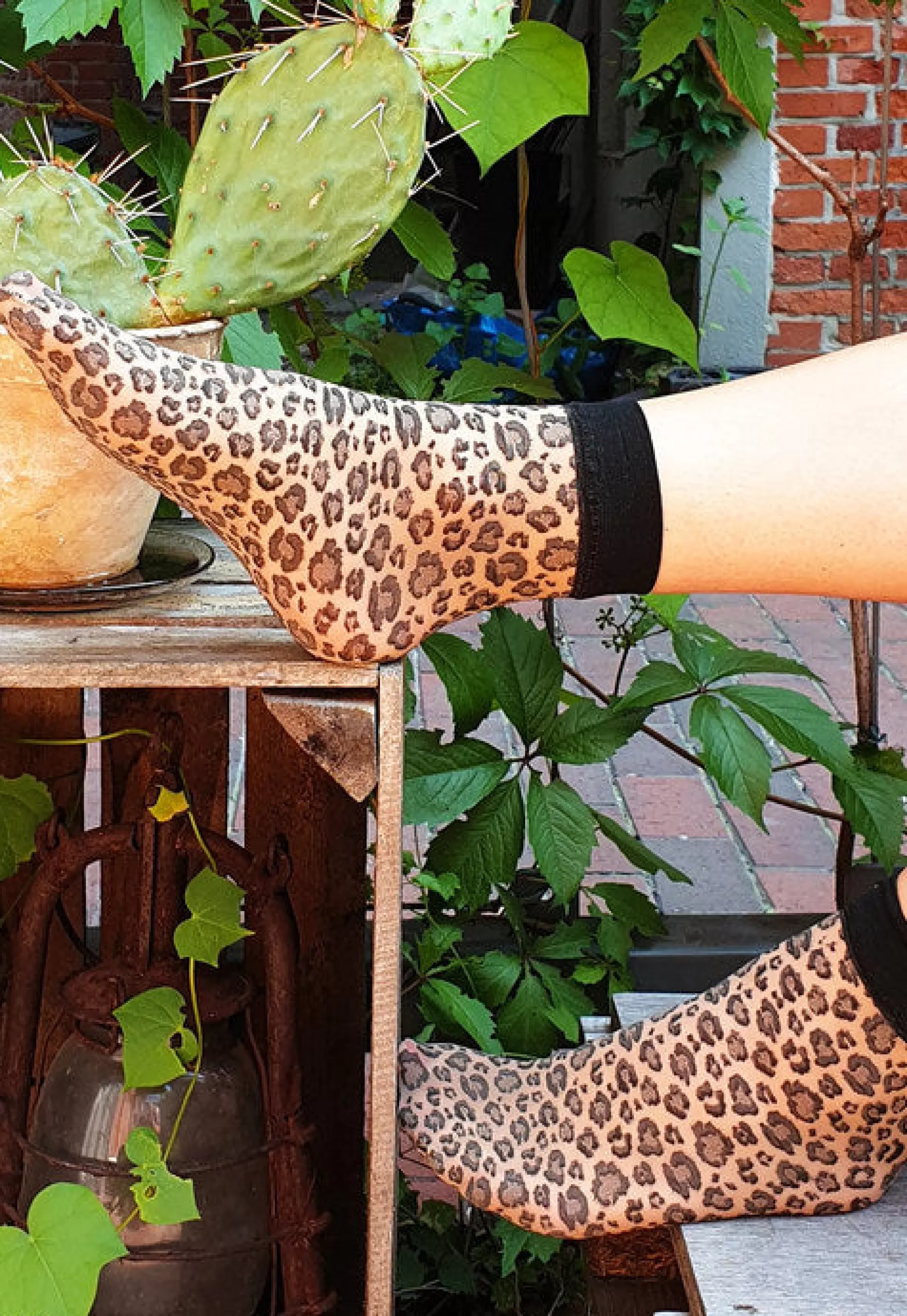 Ankle Socks | Gabriella Caty Leopard Patterned Sheer Socks By