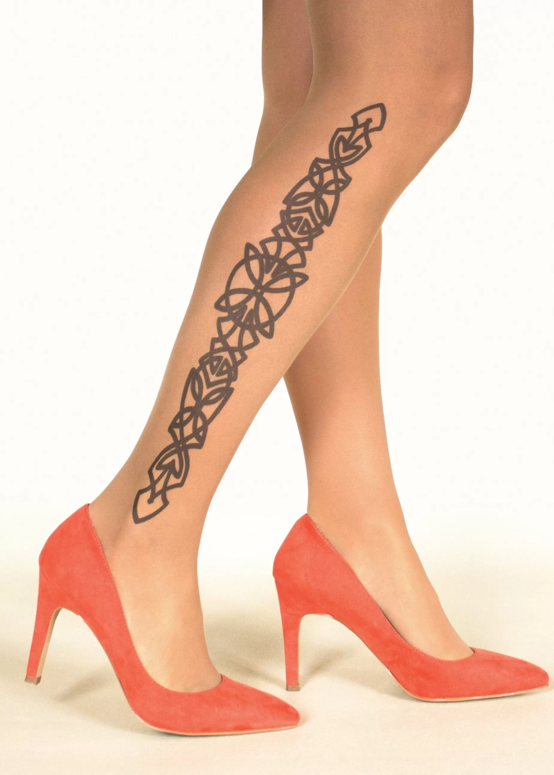 Tattoo Tights | Stop & Stare Celtic Side Design Tattoo Tights By Sun: Medium Tan With Peachy Brown Tones For A Healthy Sun Tan Effect