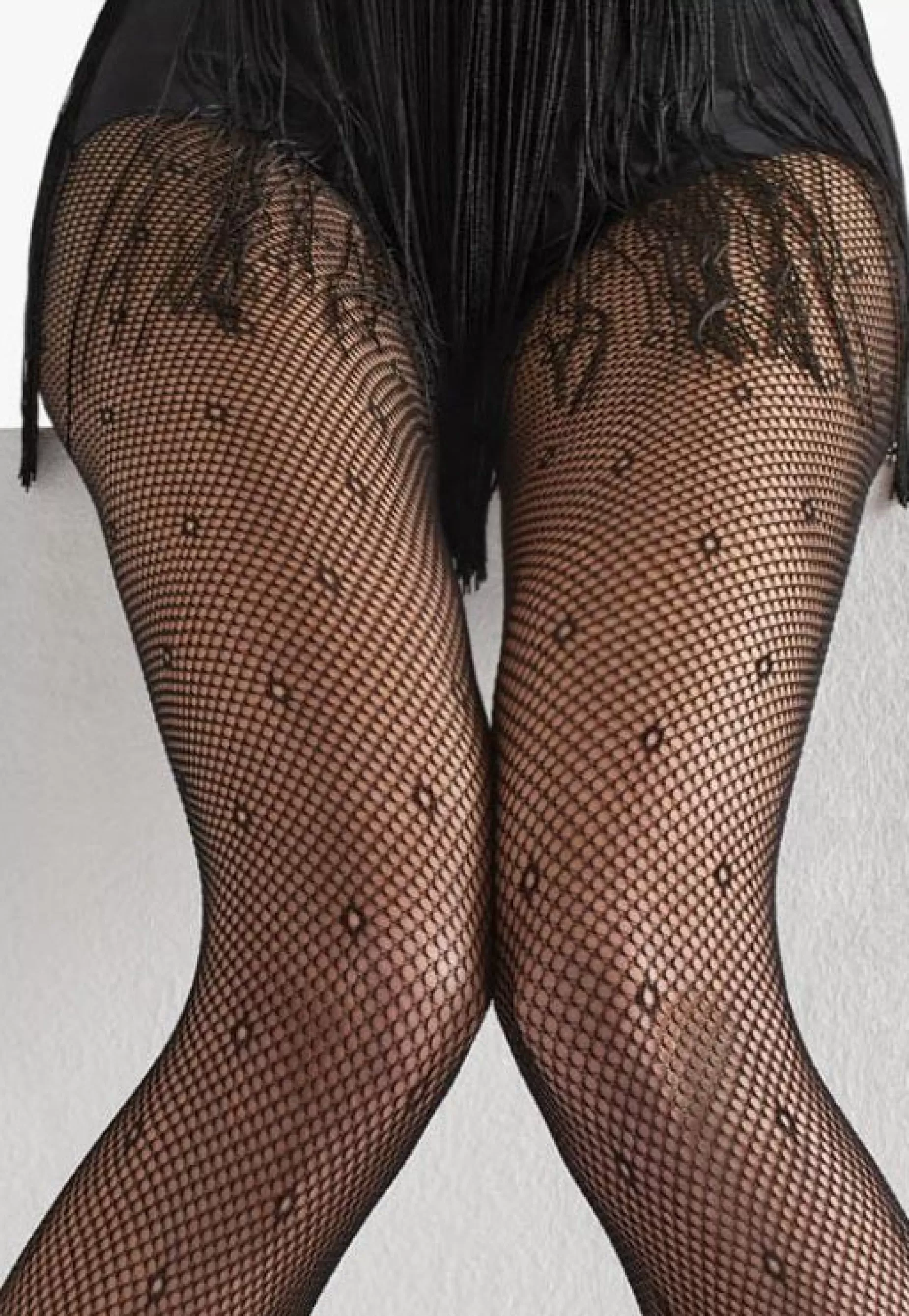 Patterned Tights | Marilyn Charly 10 Polka Dot Patterned Fishnet Tights By Black