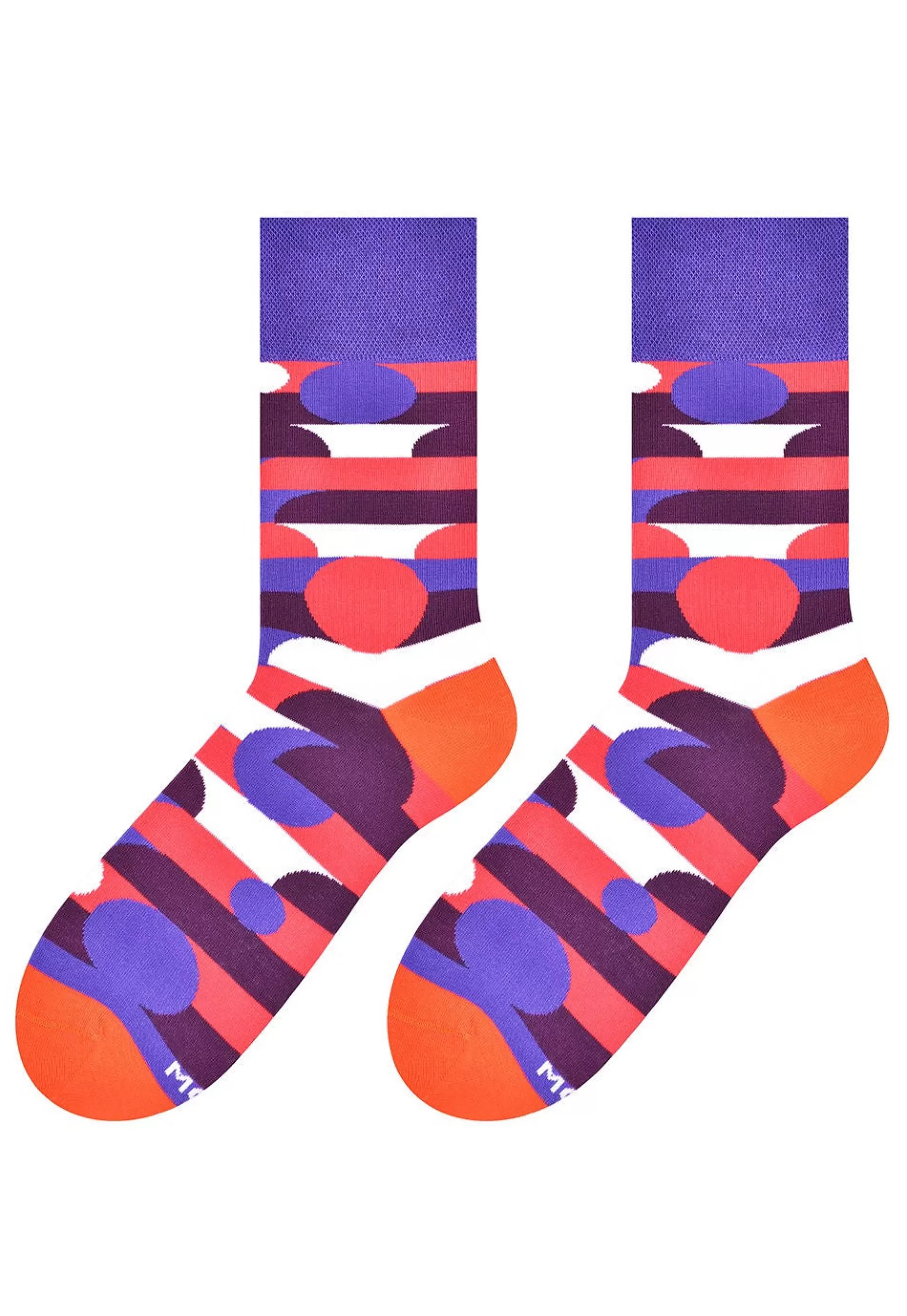 Cotton Socks | More Circles & Stripes Patterned Socks In By Purple