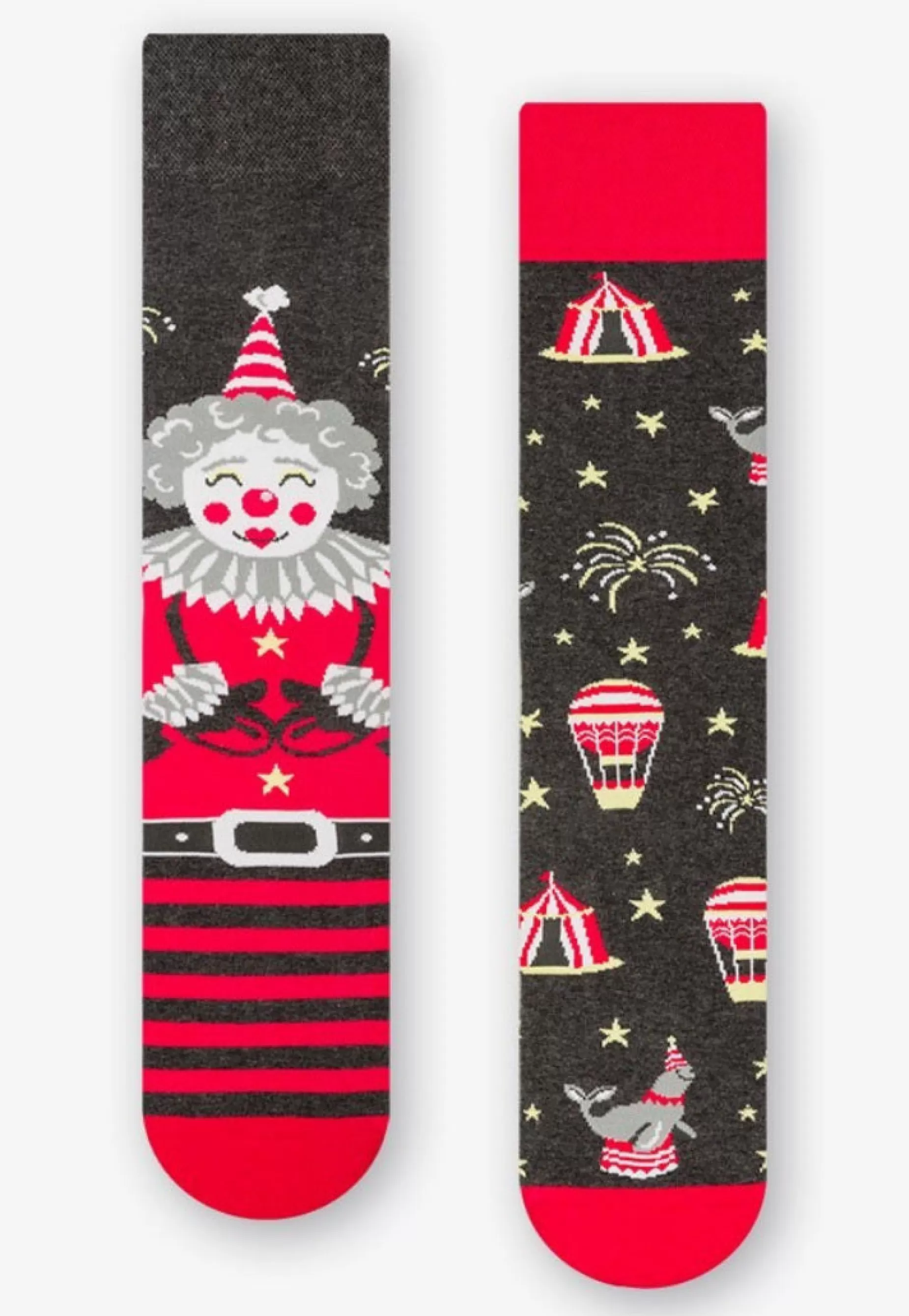 Cotton Socks | More Circus Clown Odd Patterned Socks In Dark By Grey