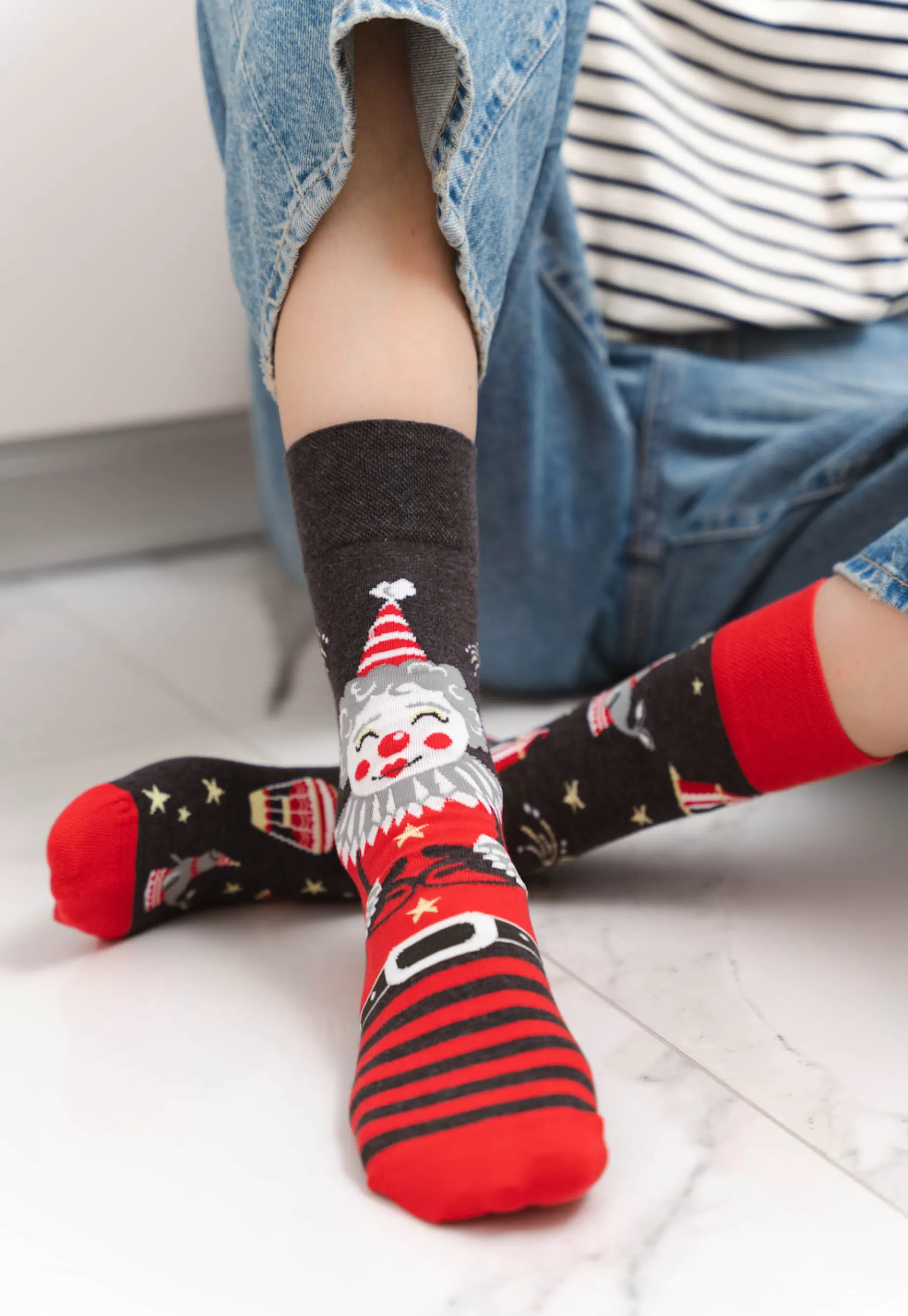Cotton Socks | More Circus Clown Odd Patterned Socks In Dark By Grey