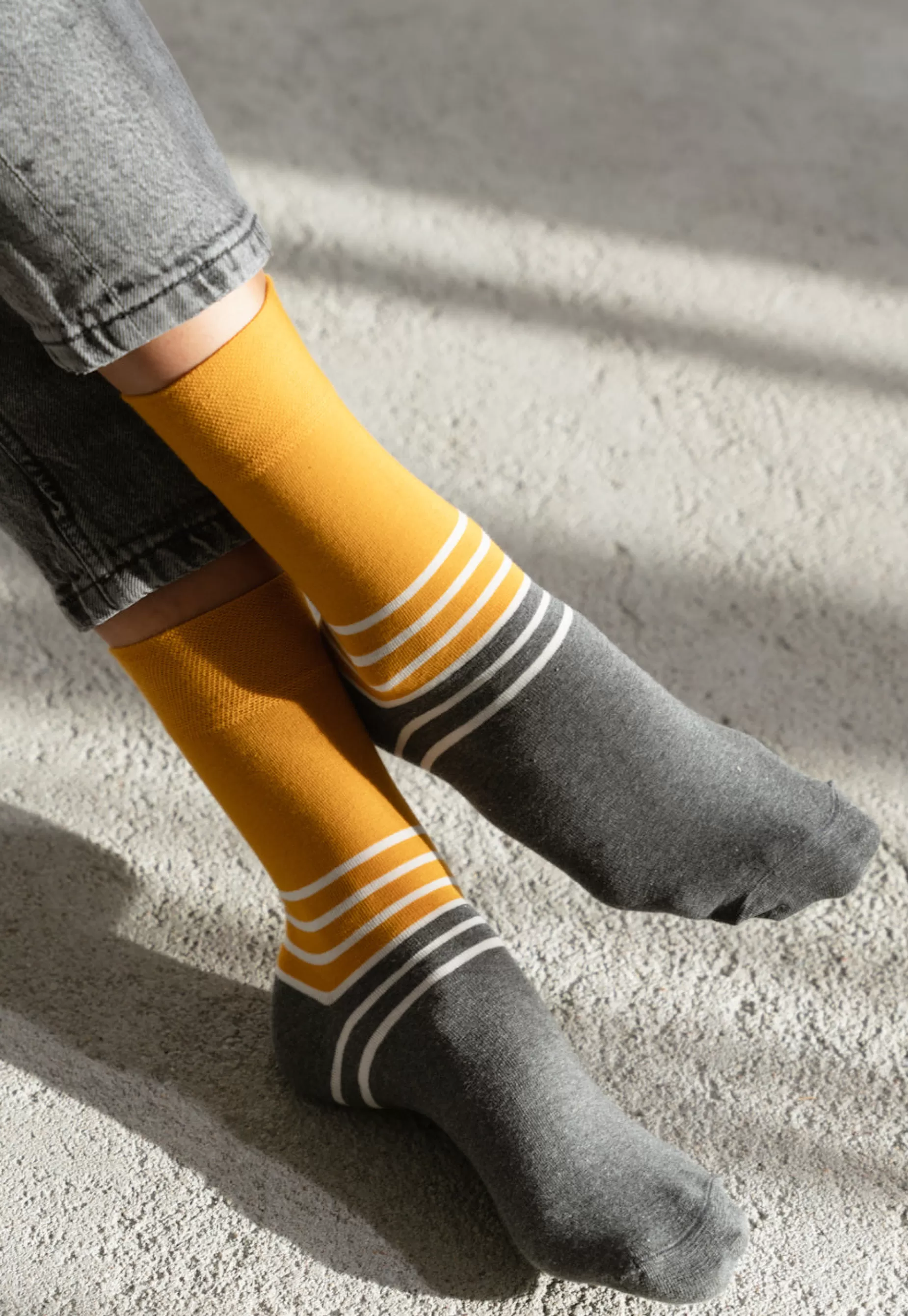 Cotton Socks | More Colour Block Patterned Socks In Mustard By Grey