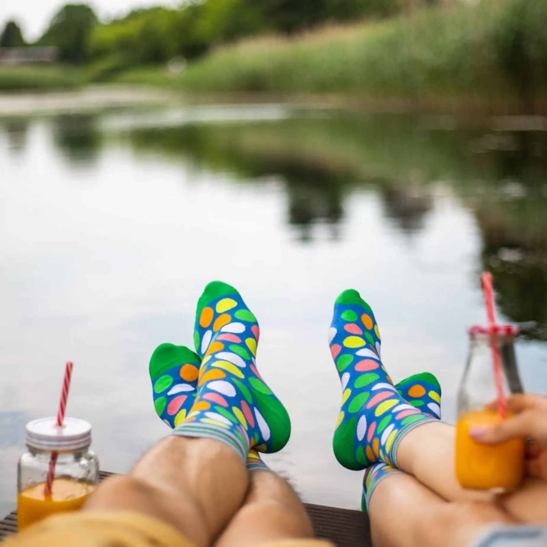Cotton Socks | More Colourful Pebbles Patterned Socks In Blue By Bright Blue