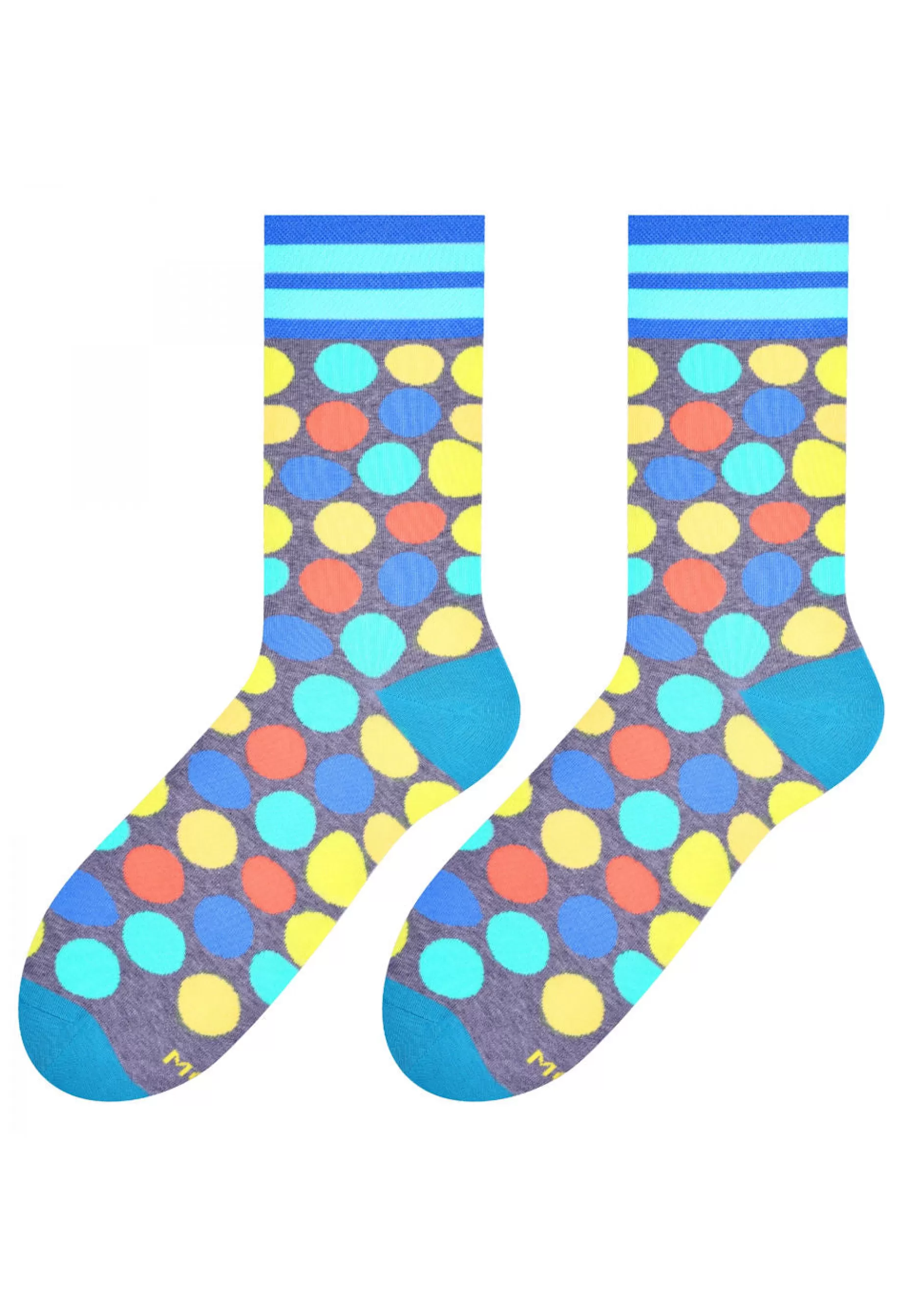 Cotton Socks | More Colourful Pebbles Patterned Socks In Marl By Grey