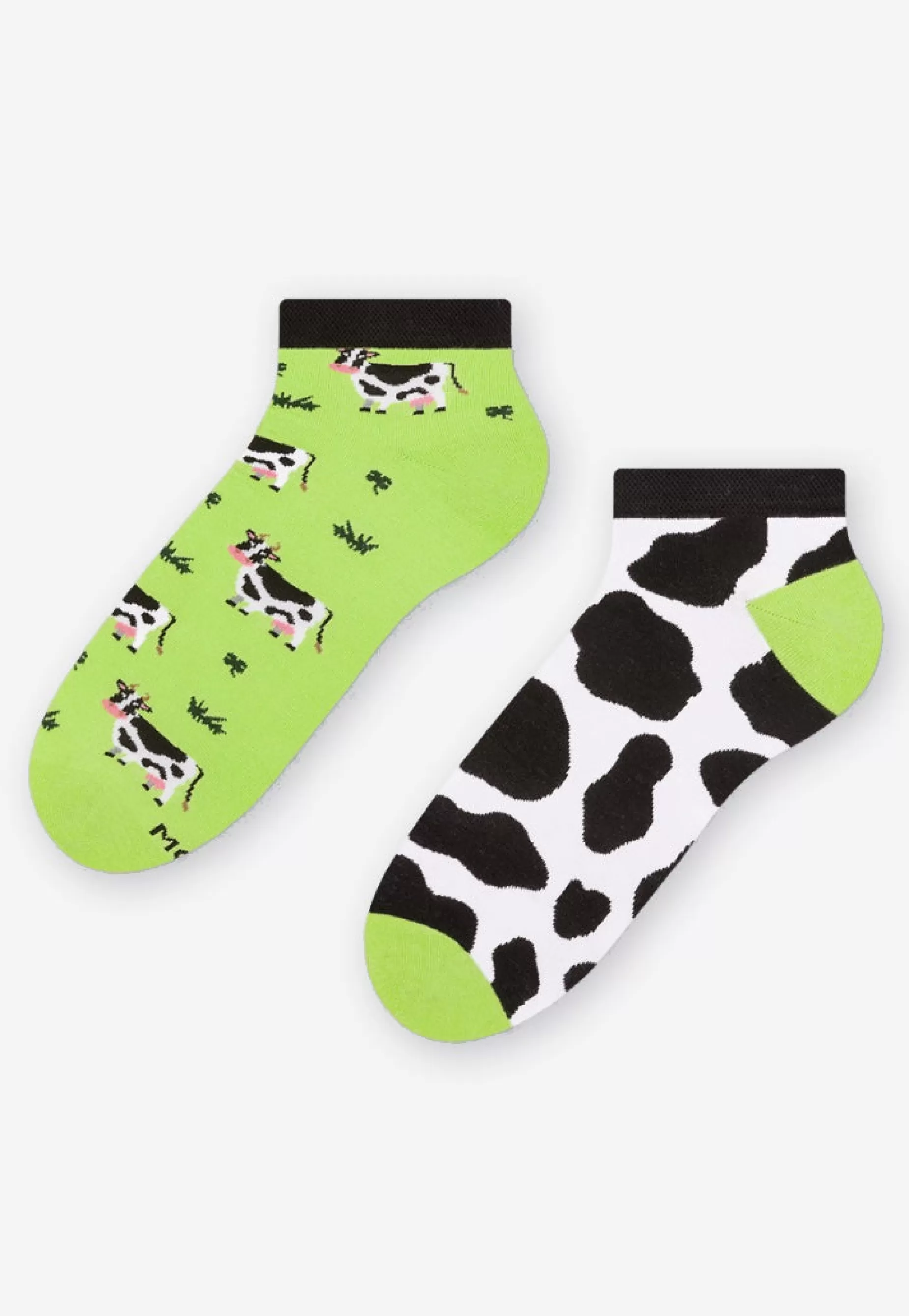 Cotton Socks | More Cows Odd Patterned Low Cut Socks In By Lime Green