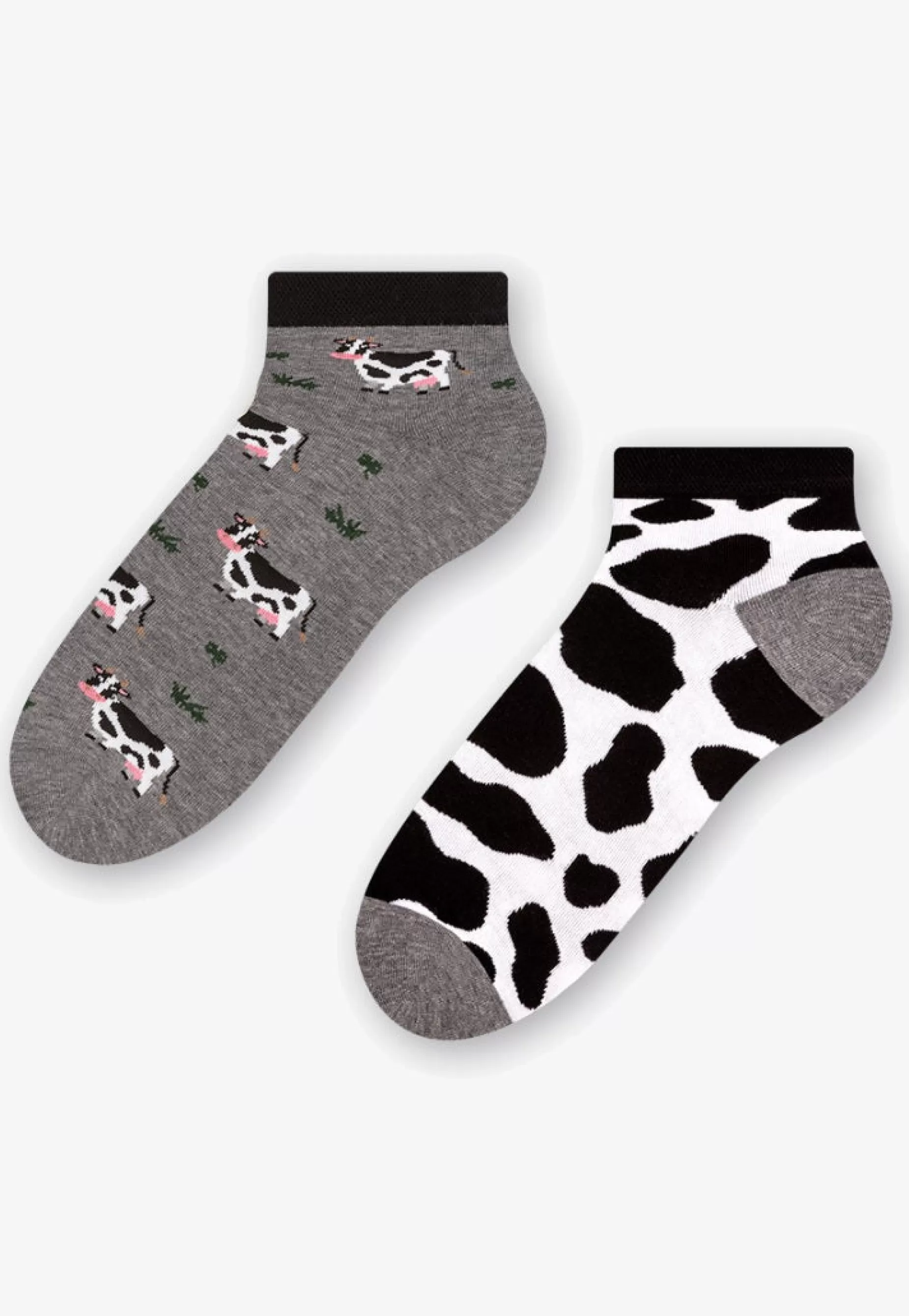 Cotton Socks | More Cows Odd Patterned Low Cut Socks In Marl By Grey