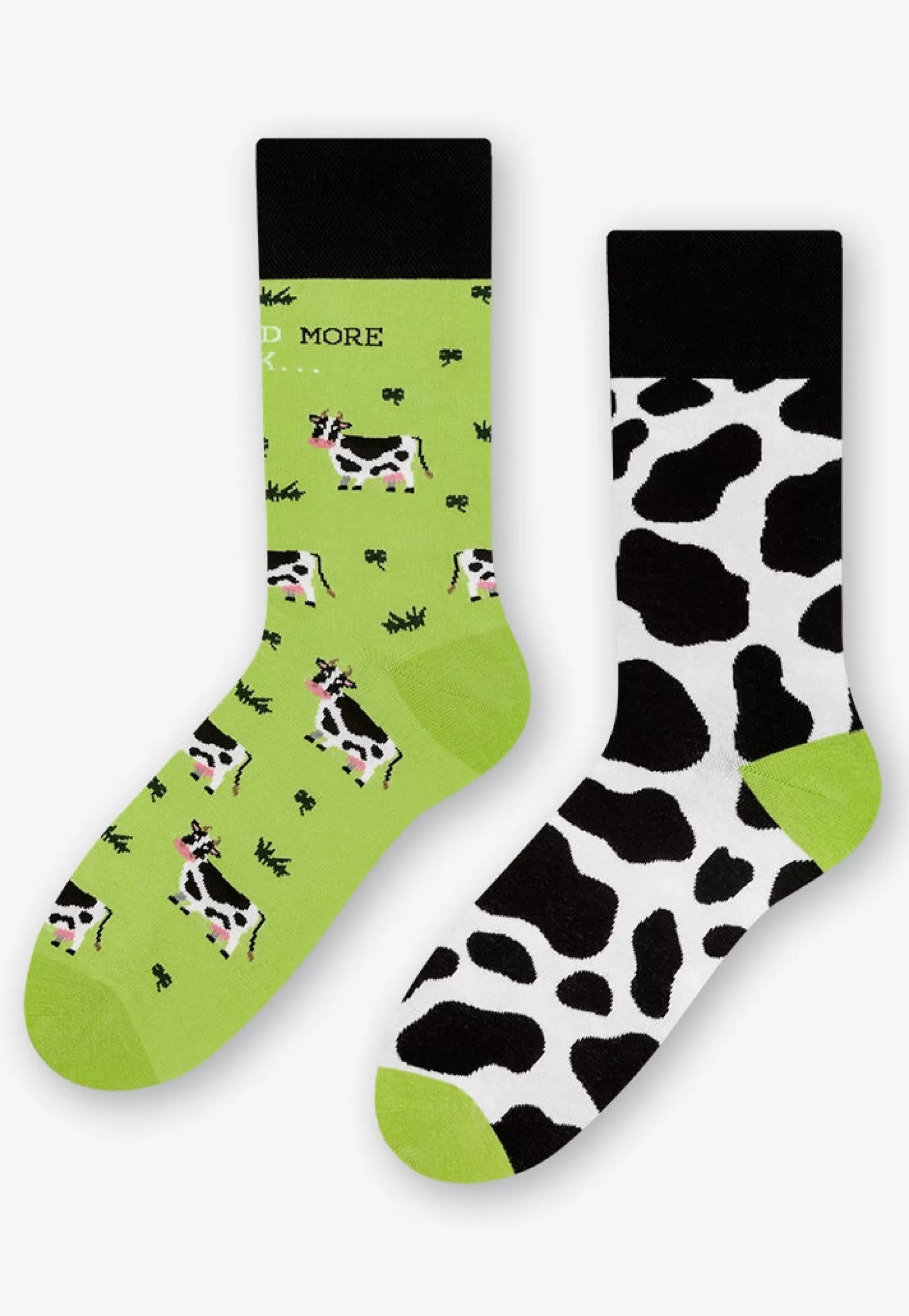 Cotton Socks | More Cows Odd Patterned Socks In By Lime Green