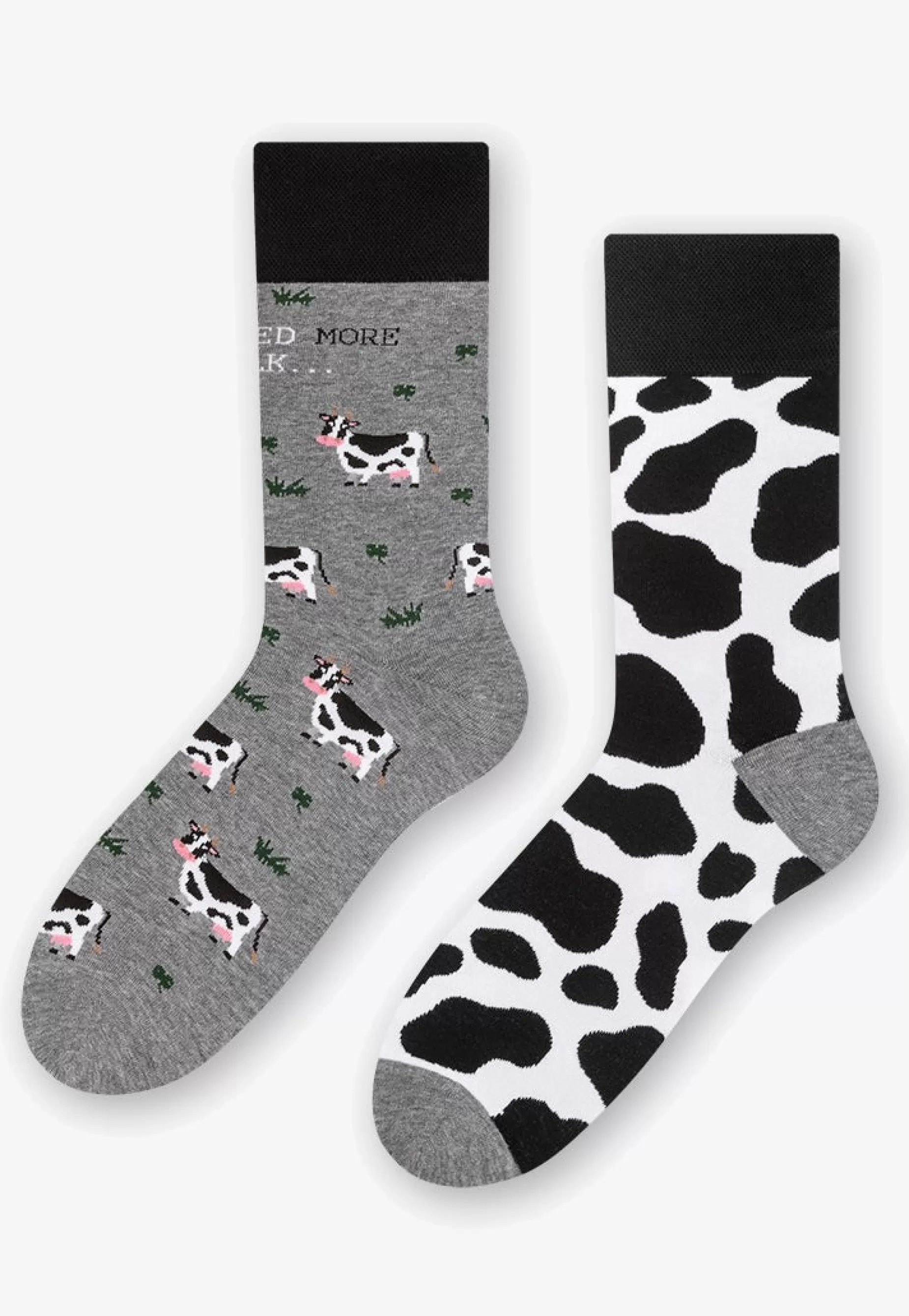 Cotton Socks | More Cows Odd Patterned Socks In Marl By Grey