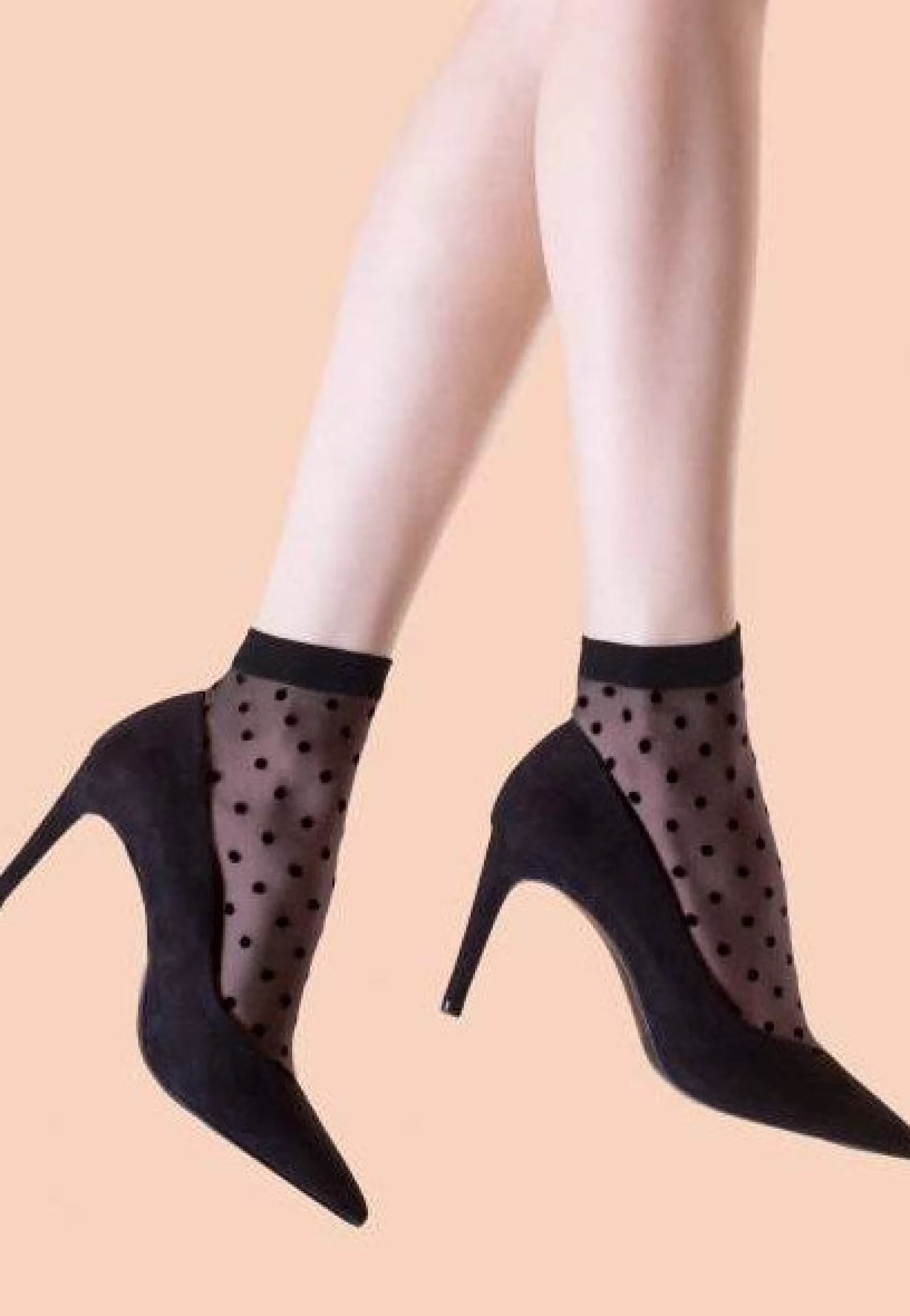 Ankle Socks | Fiore Cute Polka Dot Patterned Sheer Socks By Black