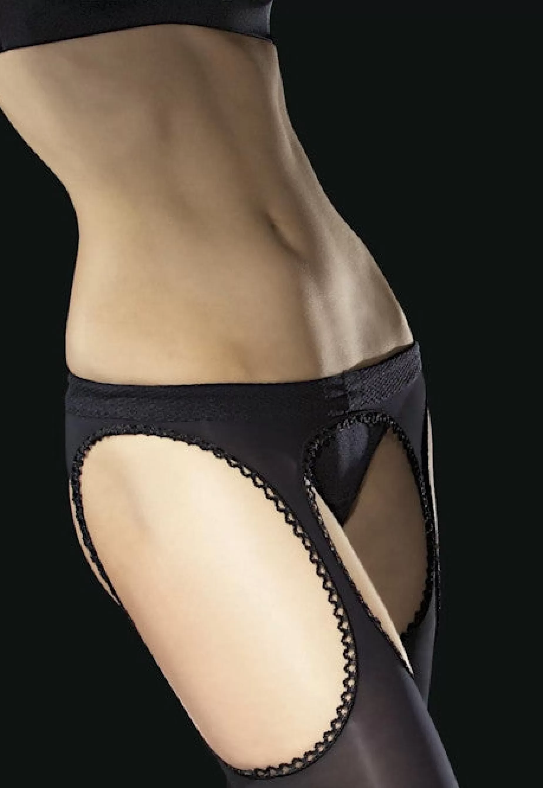 Opaque Stockings | Fiore Diavola Opaque Strip Panty Suspender Tights By Nero: Black