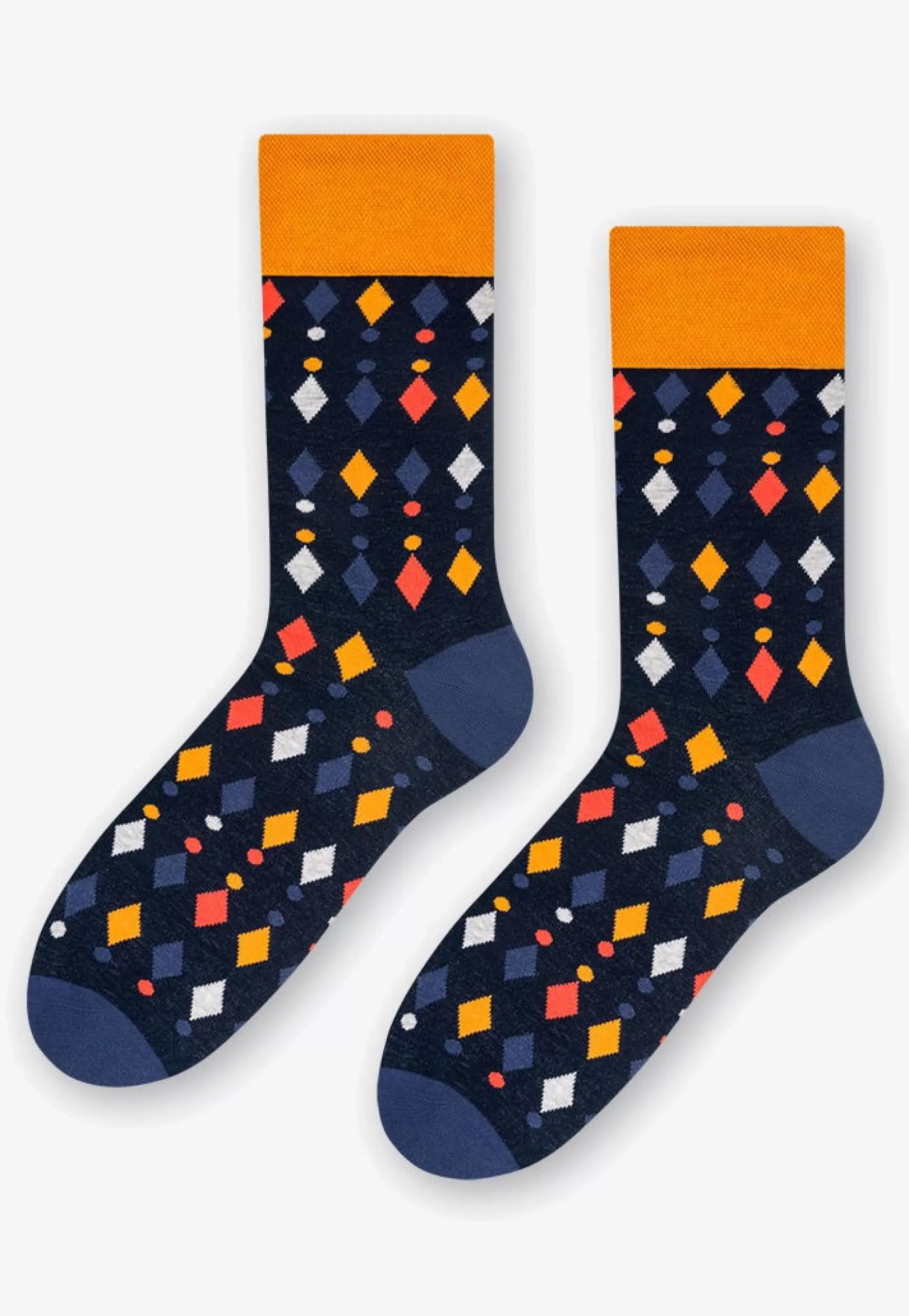Cotton Socks | More Dots & Diamonds Patterned Socks In By Orange