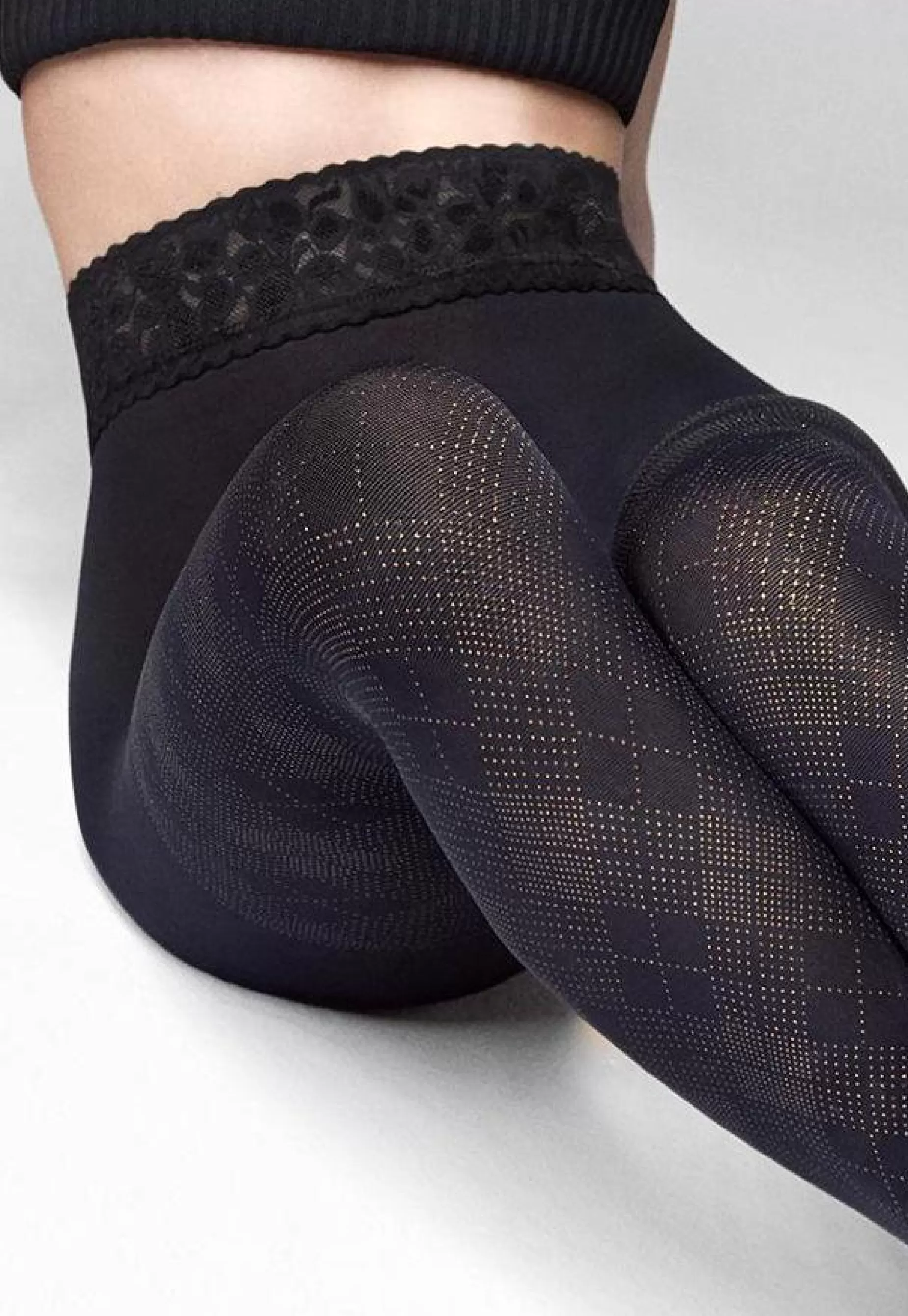 Patterned Tights | Marilyn Emmy 18 Argyle Patterned Opaque Tights By Black