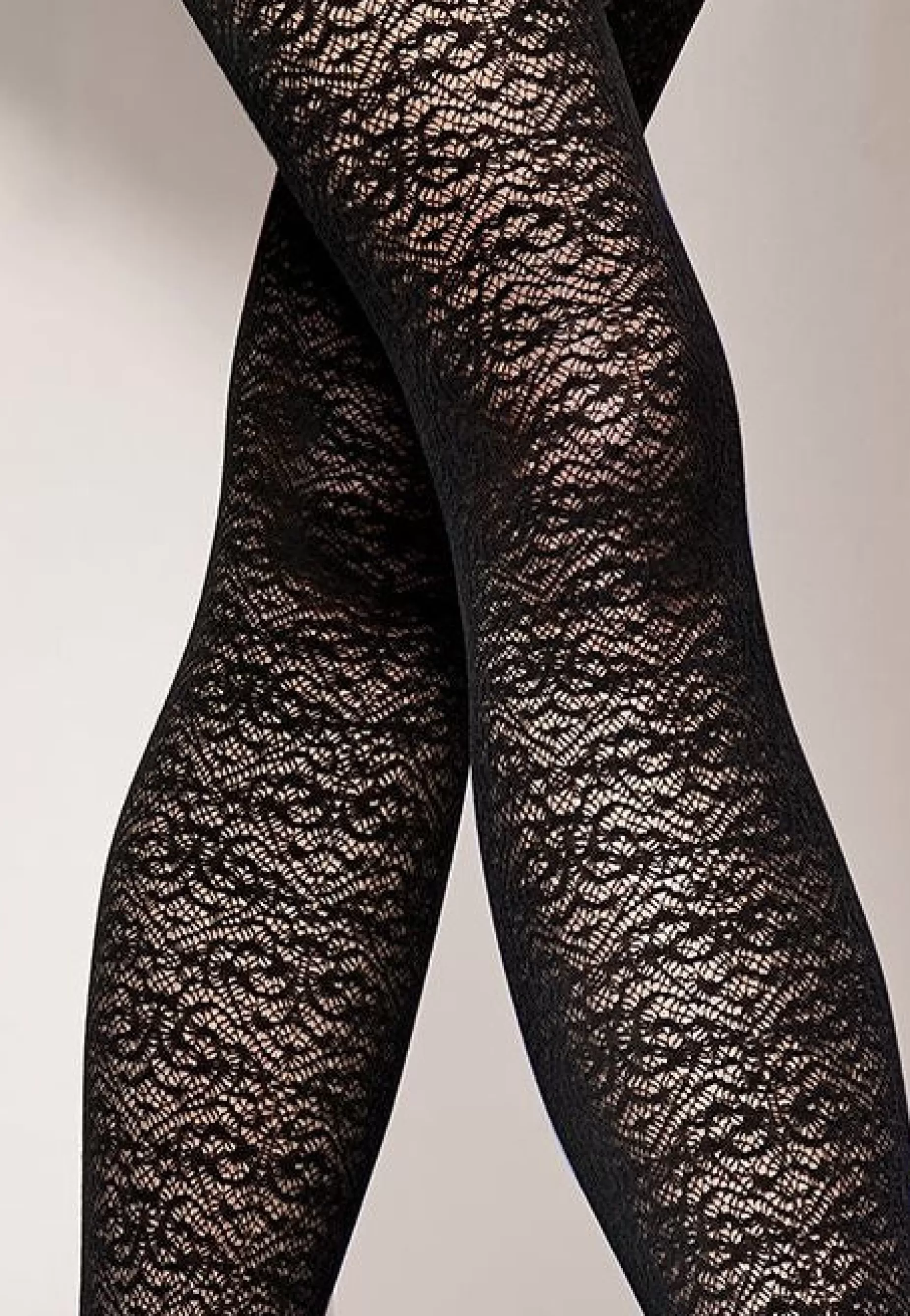 Stripe & Check Tights | Gatta Est Belle 02 Lace Patterned Opaque Tights By Nero: Black