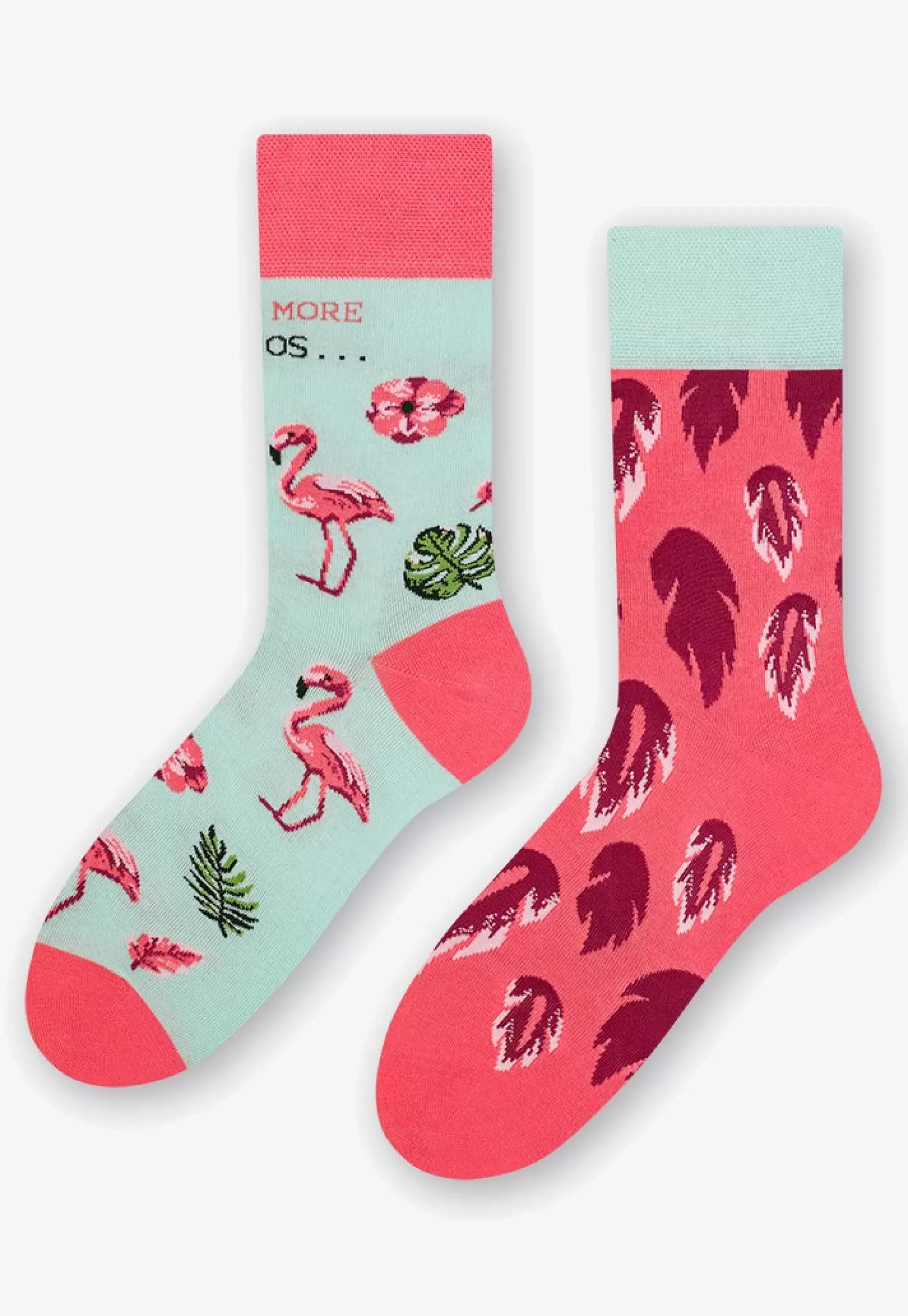 Cotton Socks | More Flamingo Feathers Odd Patterned Socks In By Mint