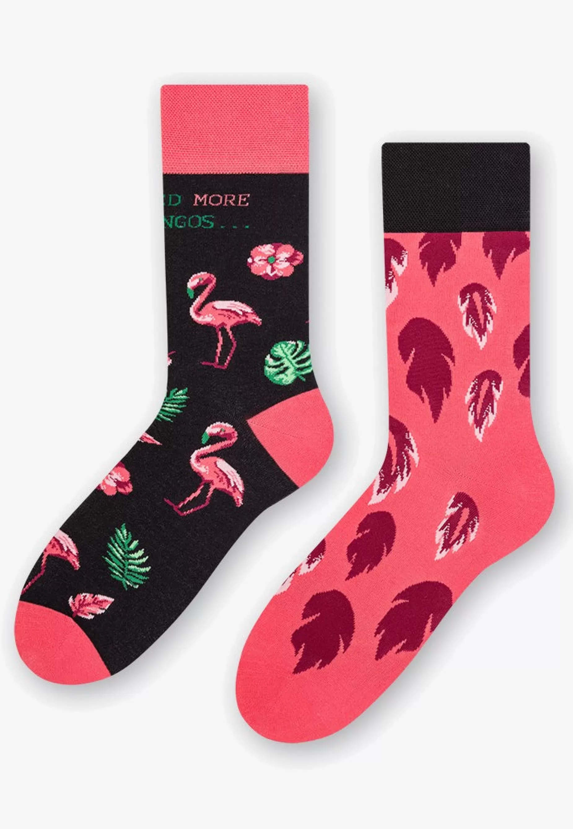 Cotton Socks | More Flamingo Feathers Odd Patterned Socks In By Black