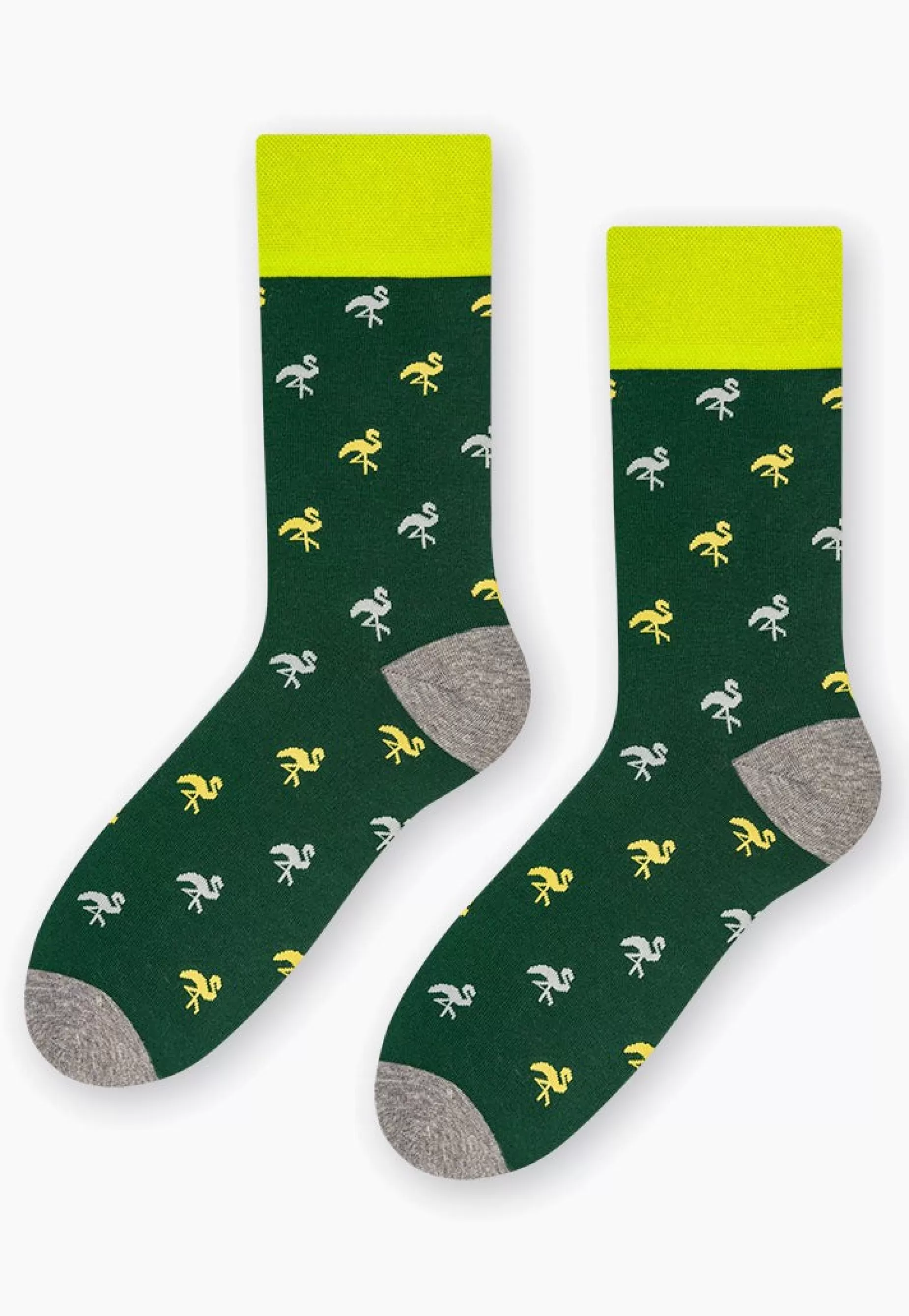 Cotton Socks | More Flamingo Patterned Socks In By Dark Green
