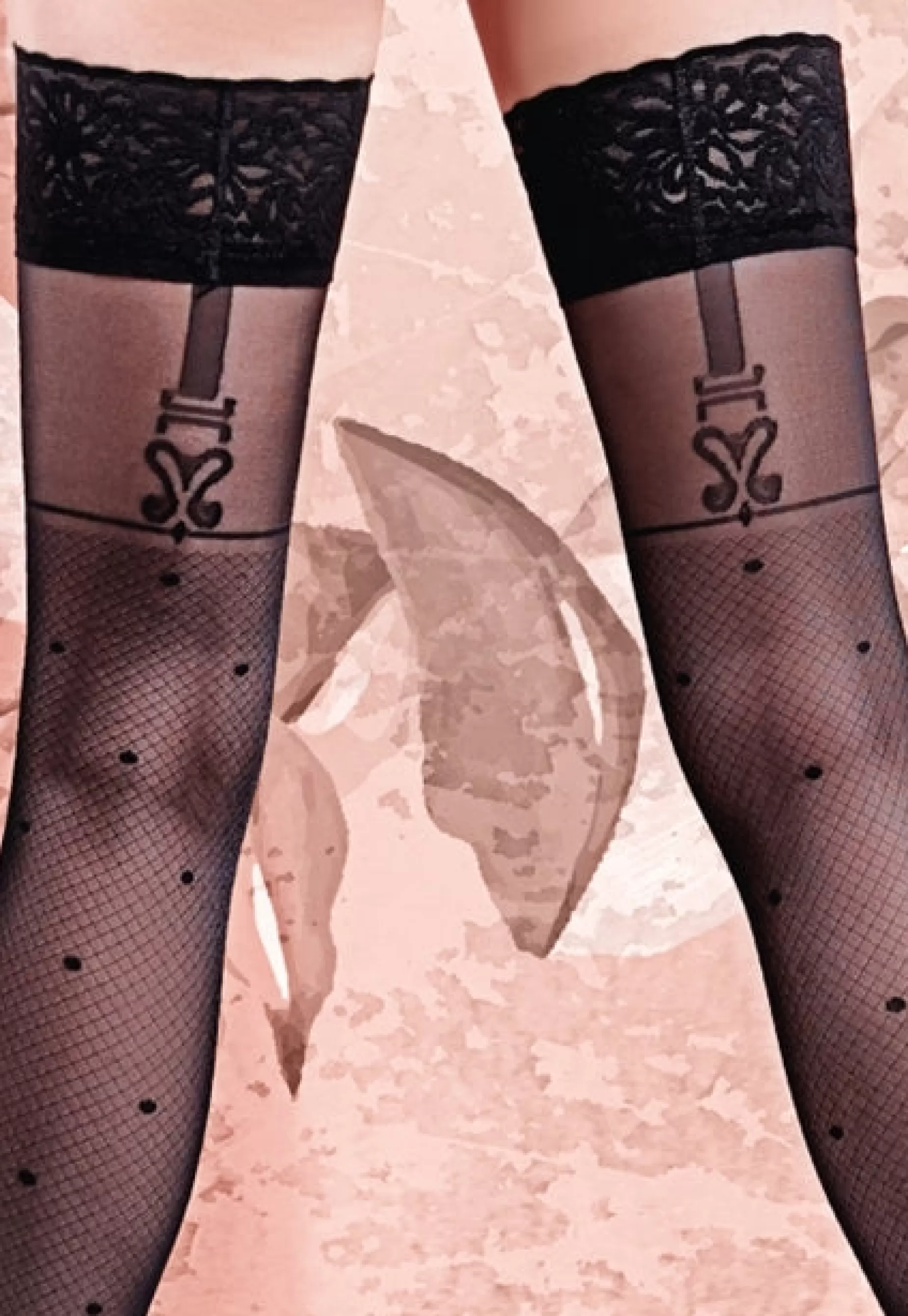 Patterned Hold-Ups | Giulia Flirt Polka Dot & Suspenders Sheer Hold-Ups By Black