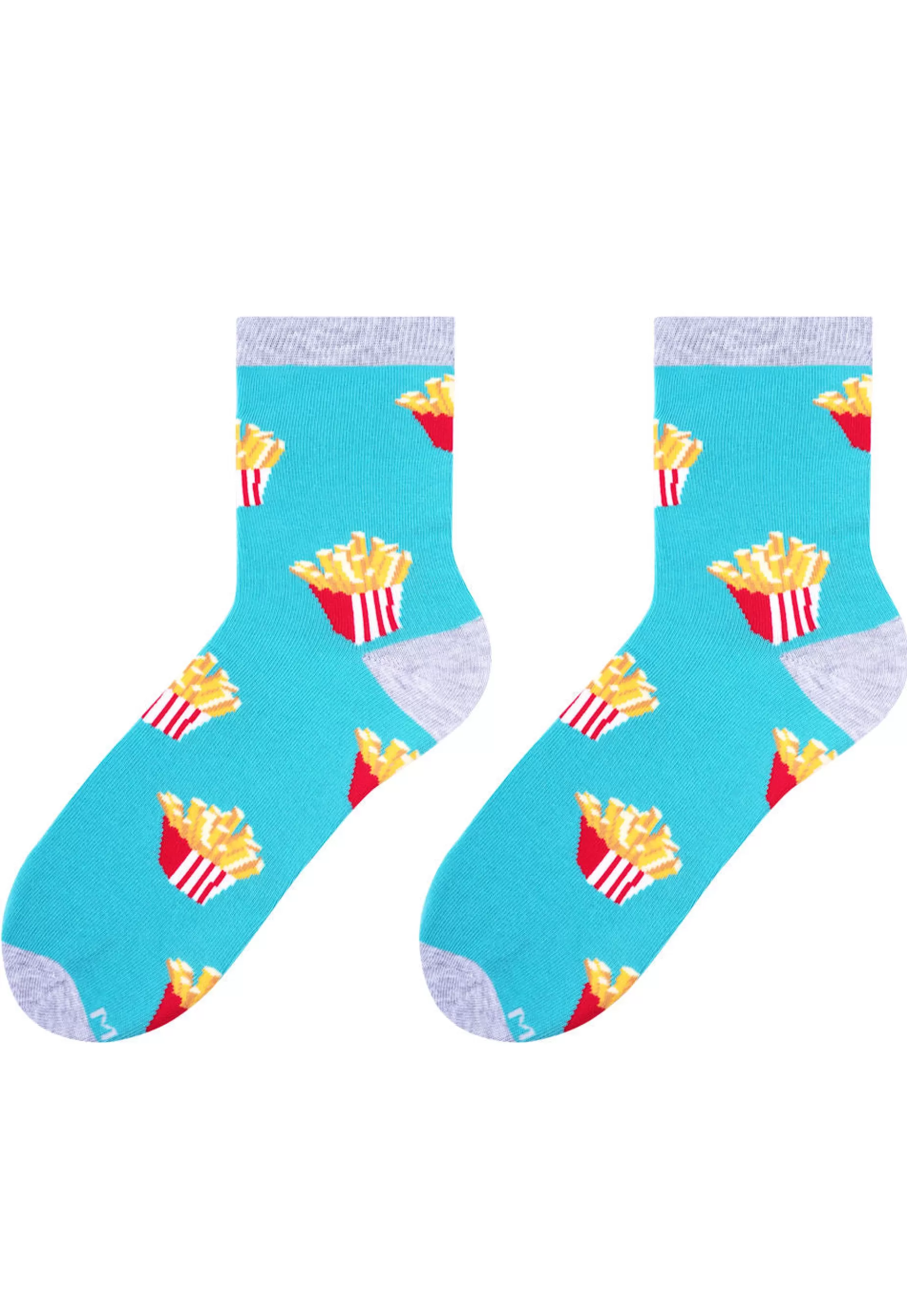 Cotton Socks | More French Fries Patterned Socks In By Turquoise