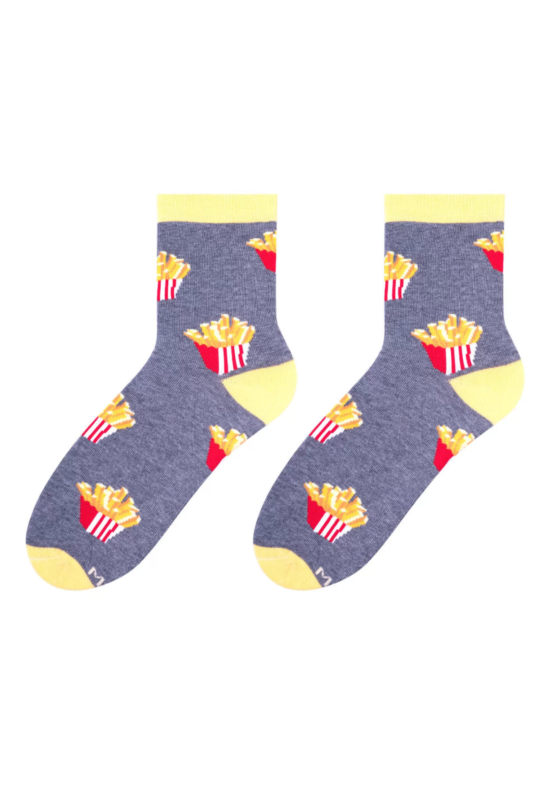 Cotton Socks | More French Fries Patterned Socks In Dark By Grey