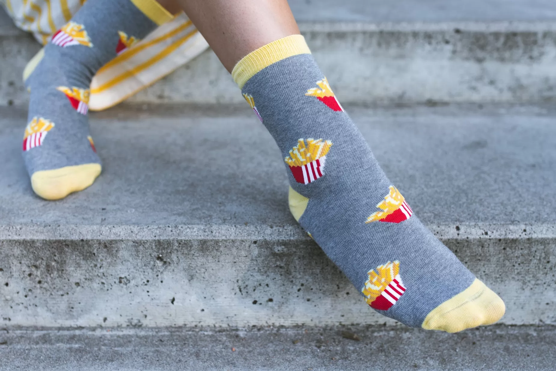 Cotton Socks | More French Fries Patterned Socks In Dark By Grey