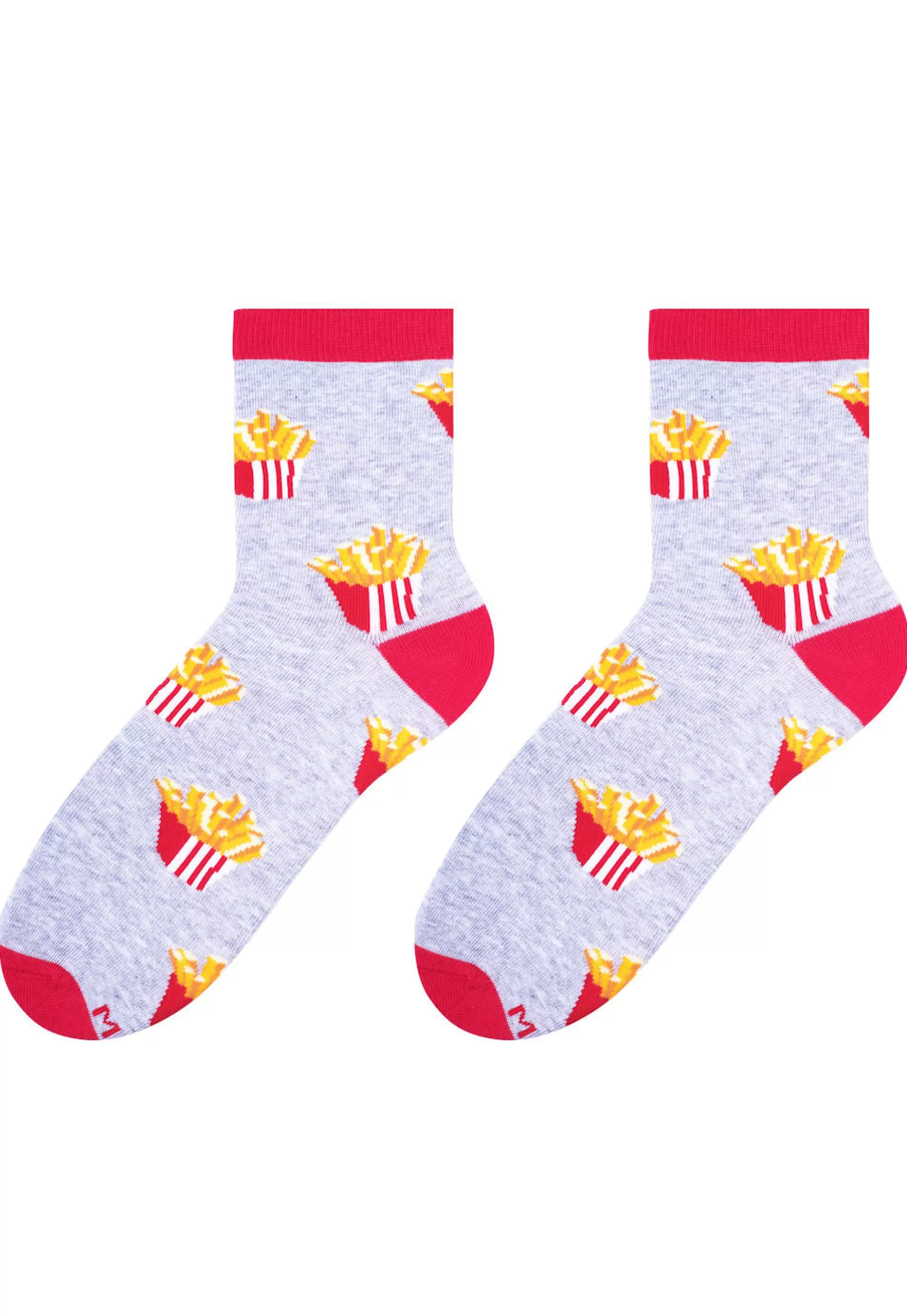 Cotton Socks | More French Fries Patterned Socks In Grey By Light Grey