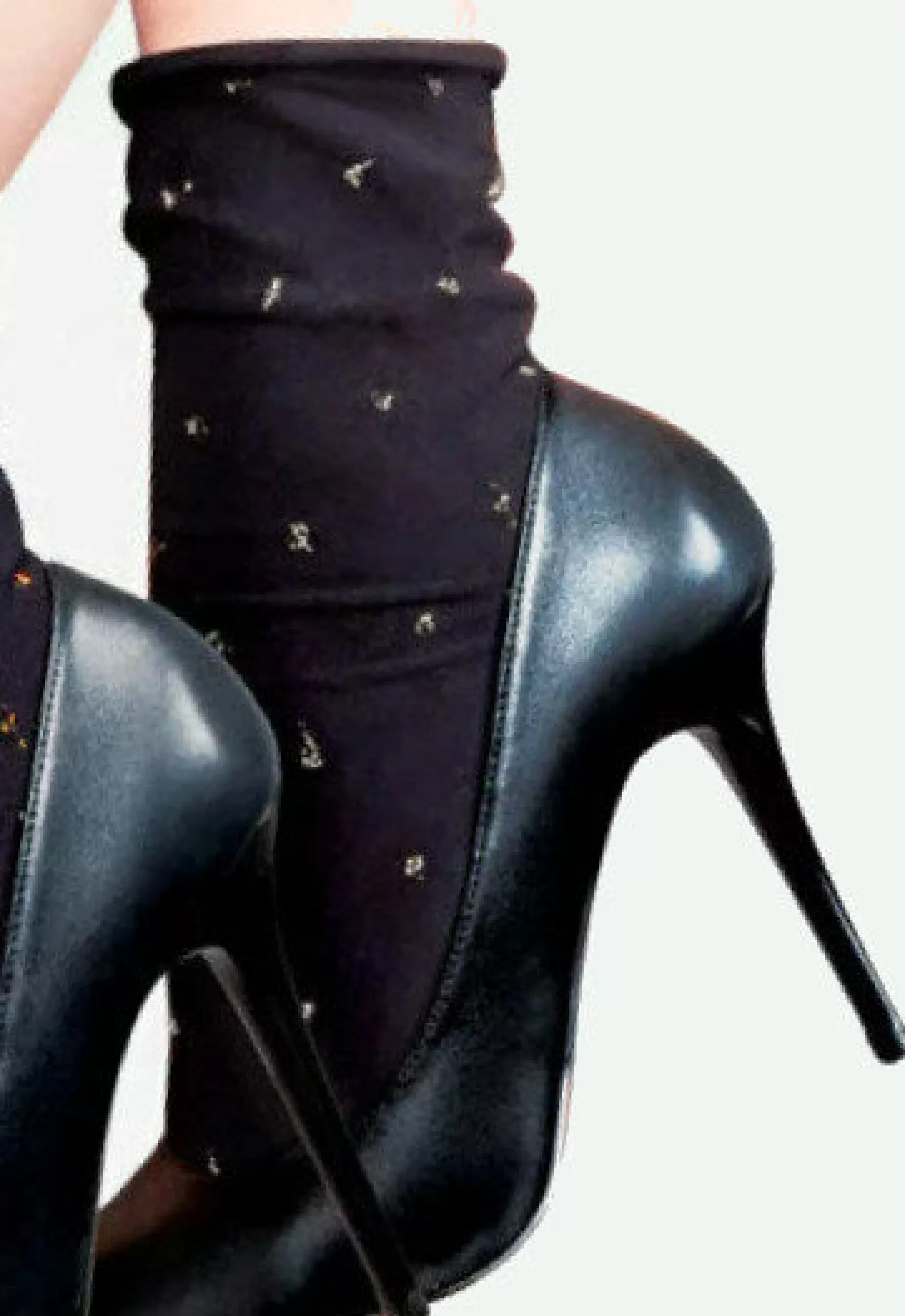 Ankle Socks | Lores Galassia Silver Dotted Opaque Ankle Socks By Black