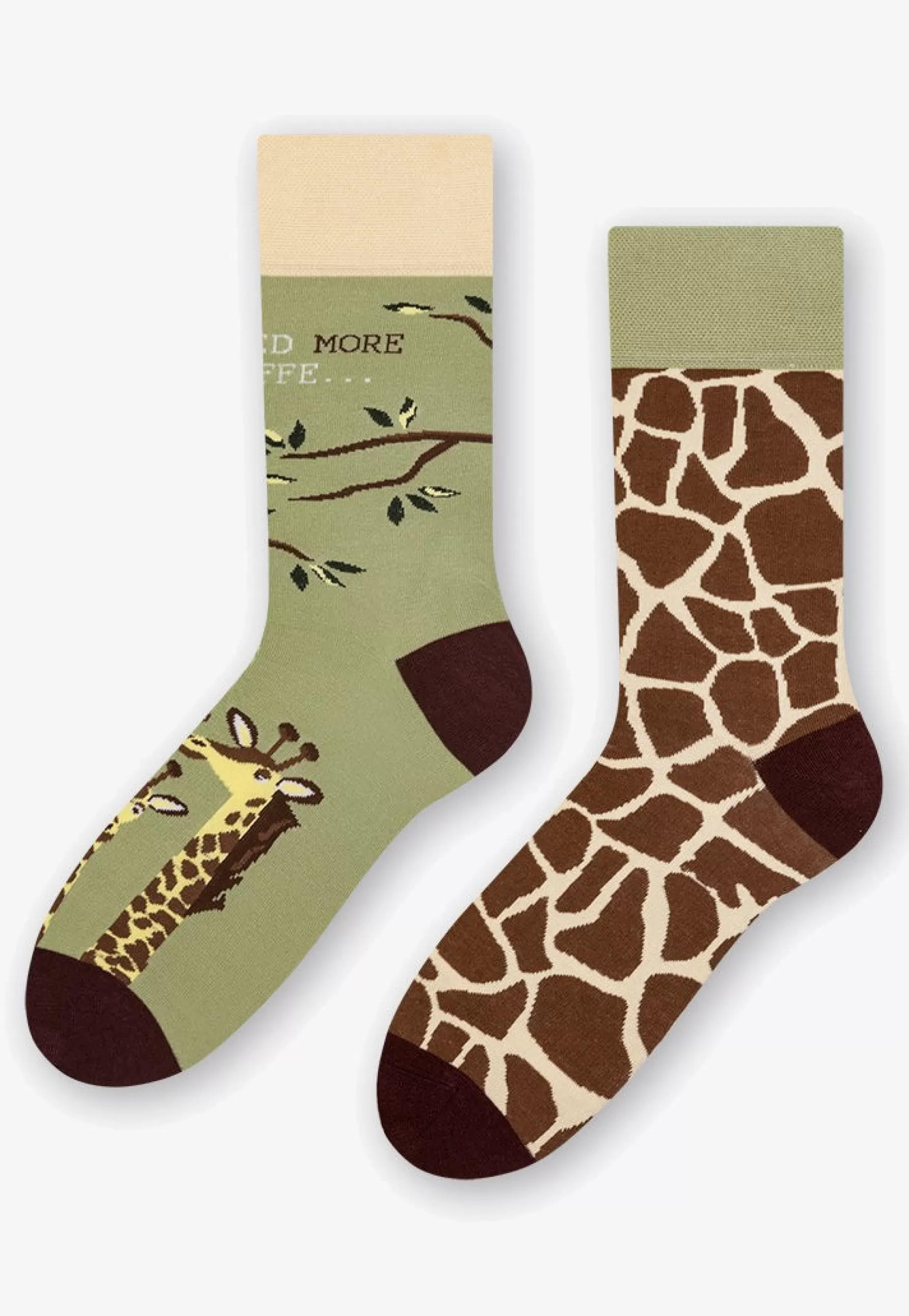 Men's Socks | More Giraffes Odd Patterned Socks In By Sage Green