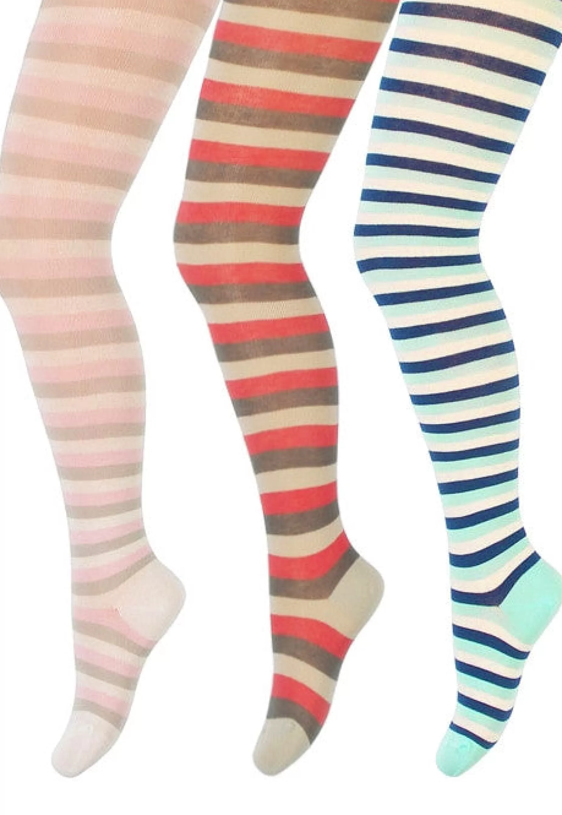 Kids' Tights | Wola Girls' Striped Coloured Cotton Tights By