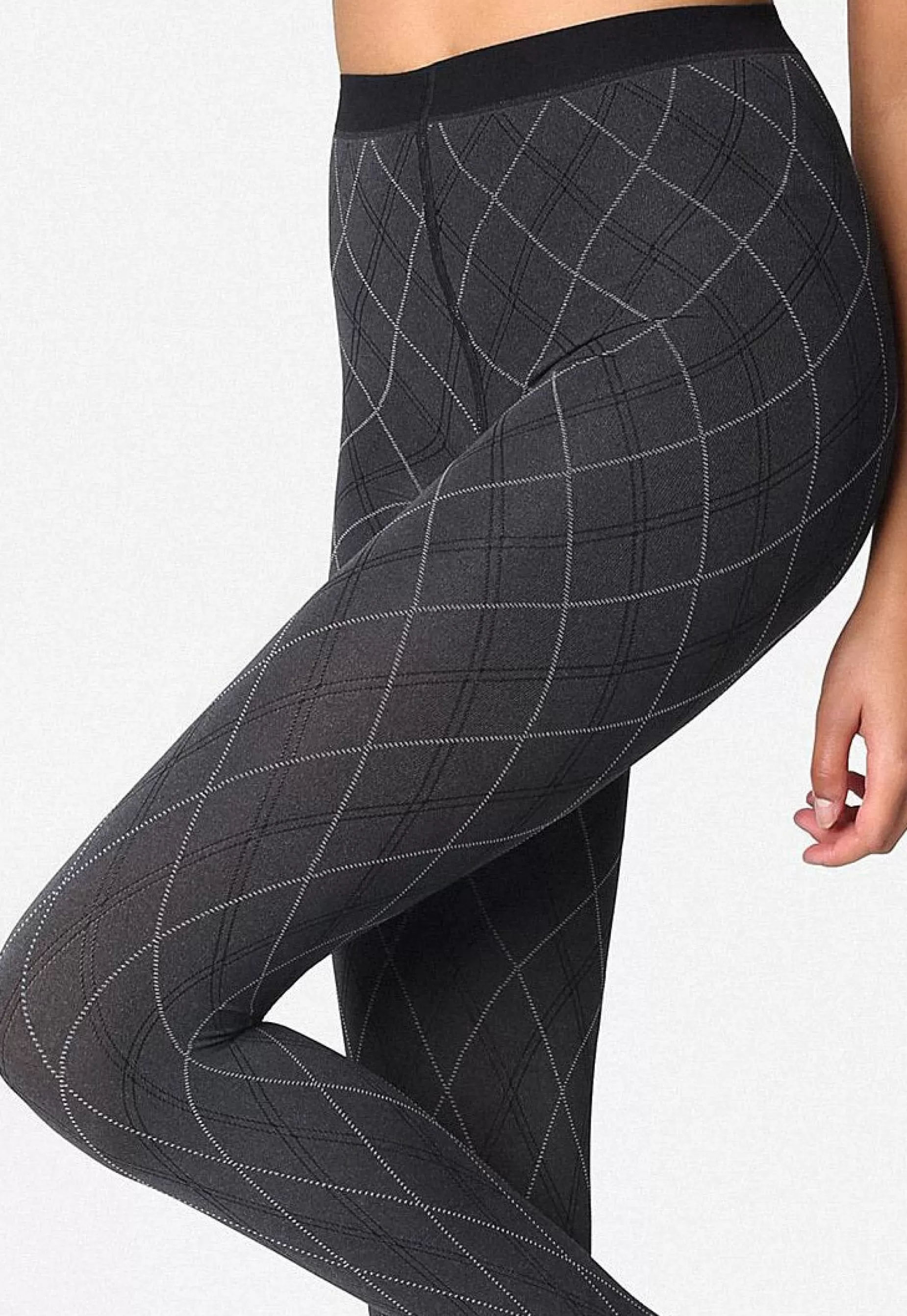 Patterned Tights | Marilyn Grace 02 Argyle Patterned Opaque Tights By Melange: Marl Grey
