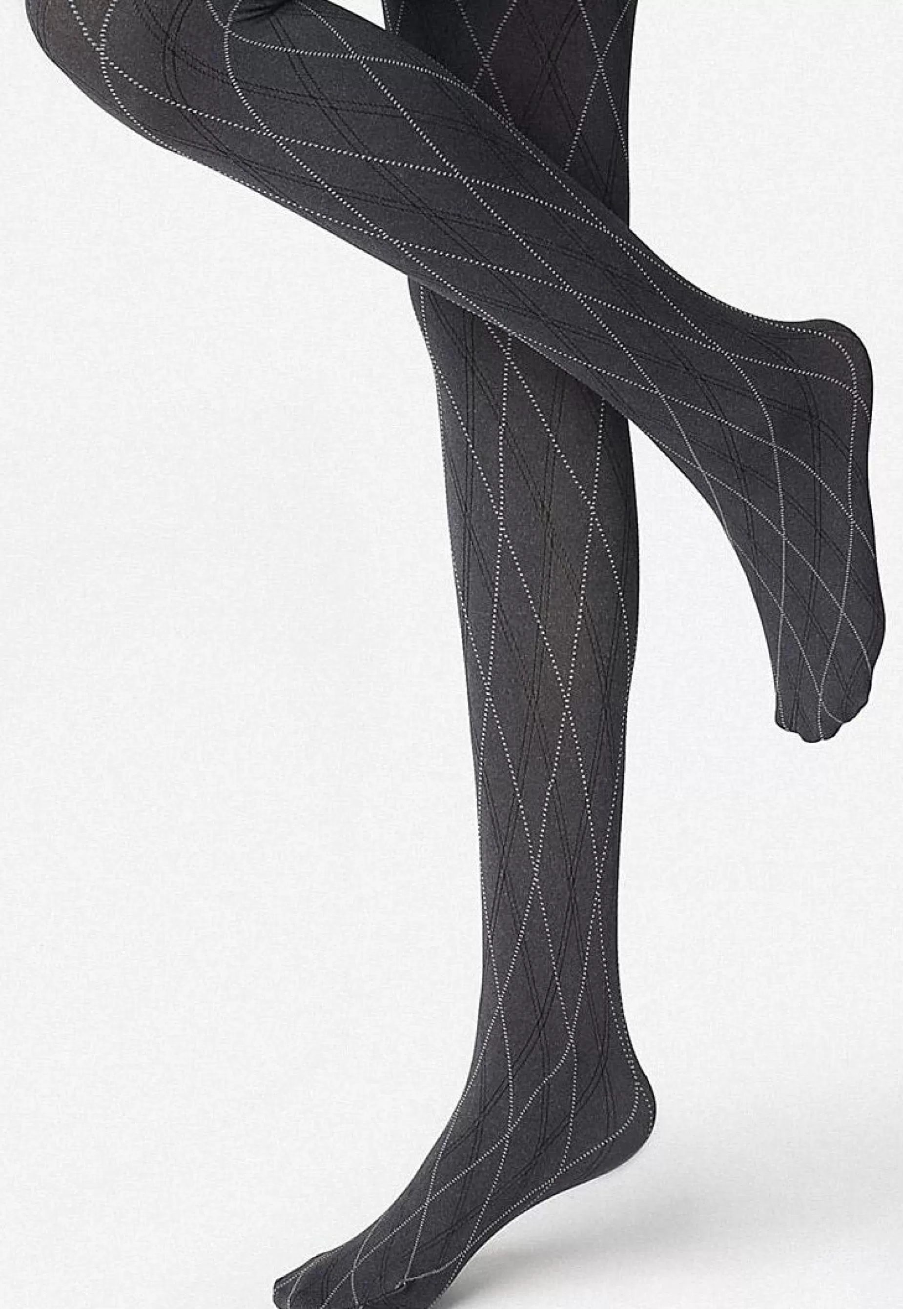 Patterned Tights | Marilyn Grace 02 Argyle Patterned Opaque Tights By Melange: Marl Grey