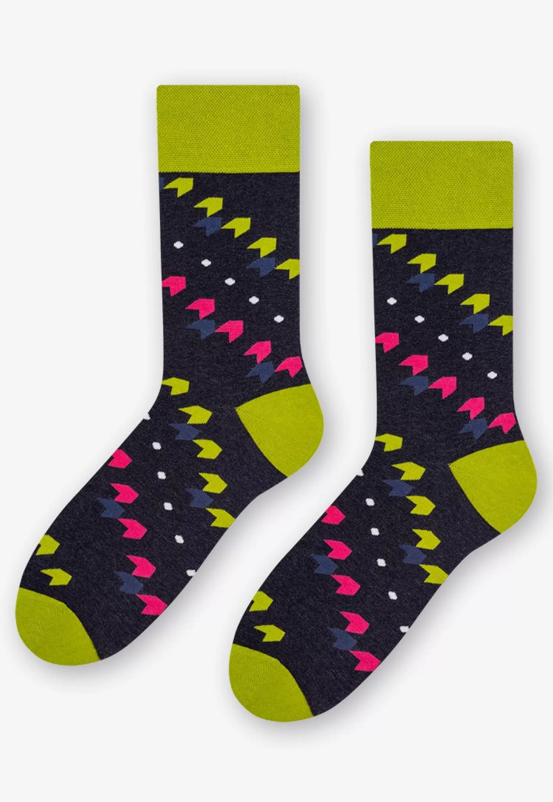 Cotton Socks | More Graphic Arrows Patterned Socks In By Lime Green