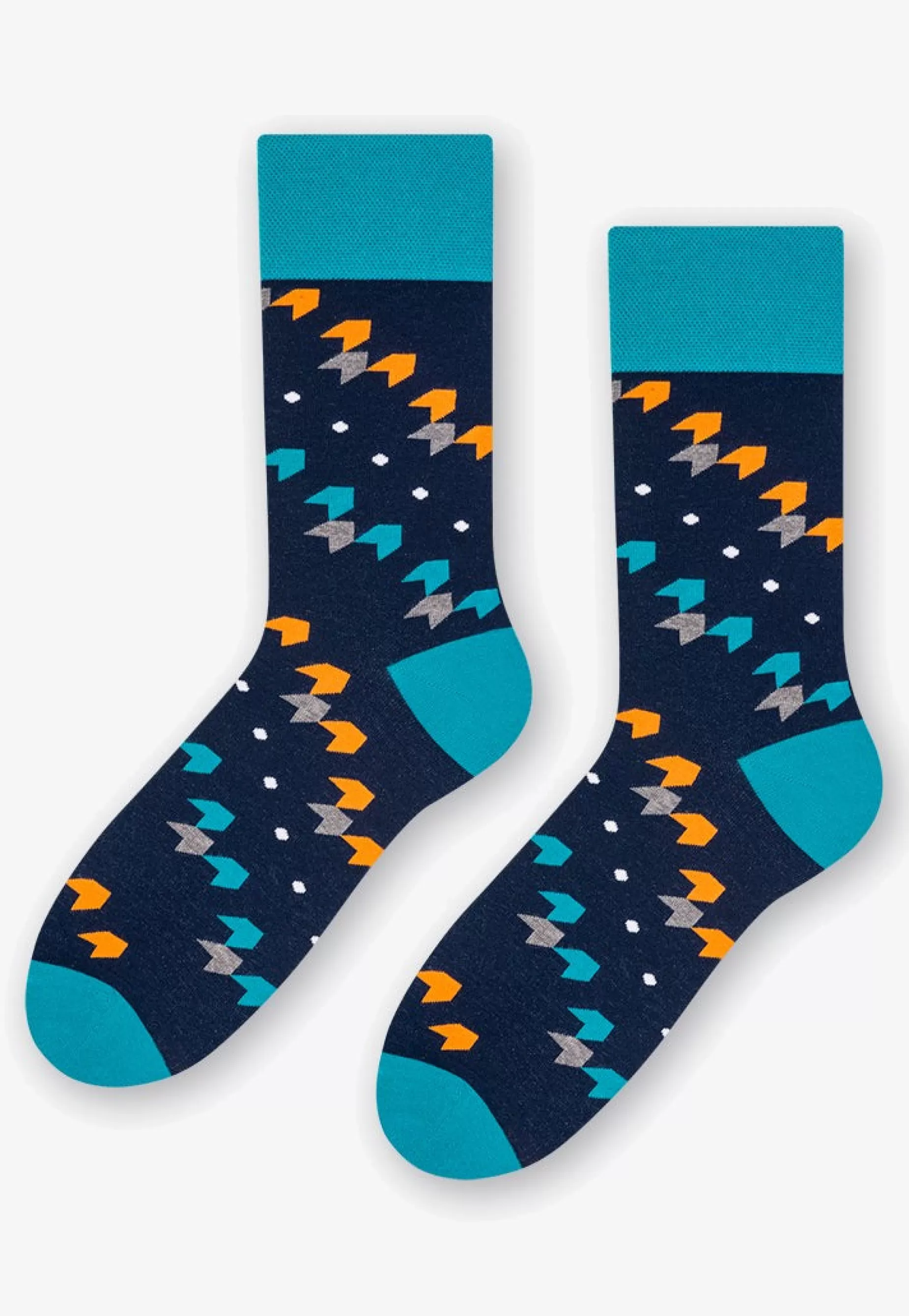 Men's Socks | More Graphic Arrows Patterned Socks In Turquoise By Navy