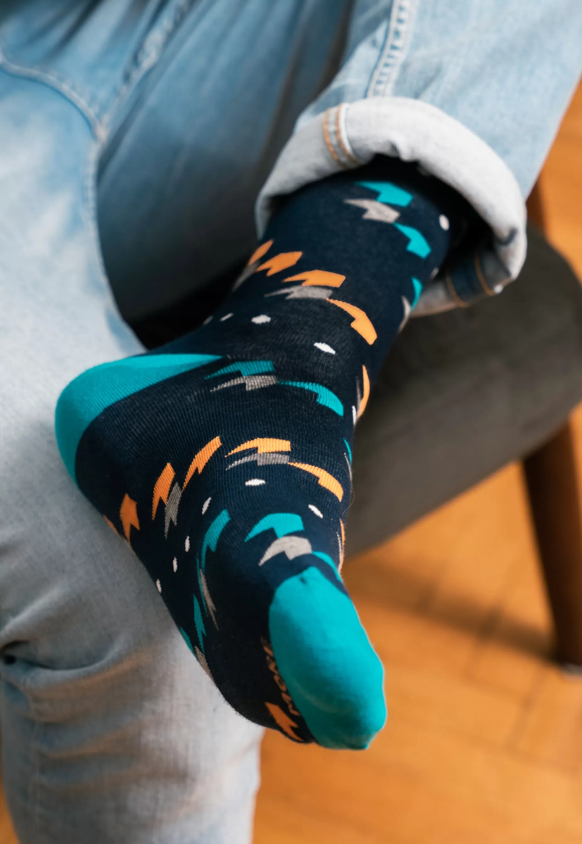 Cotton Socks | More Graphic Arrows Patterned Socks In Turquoise By Navy