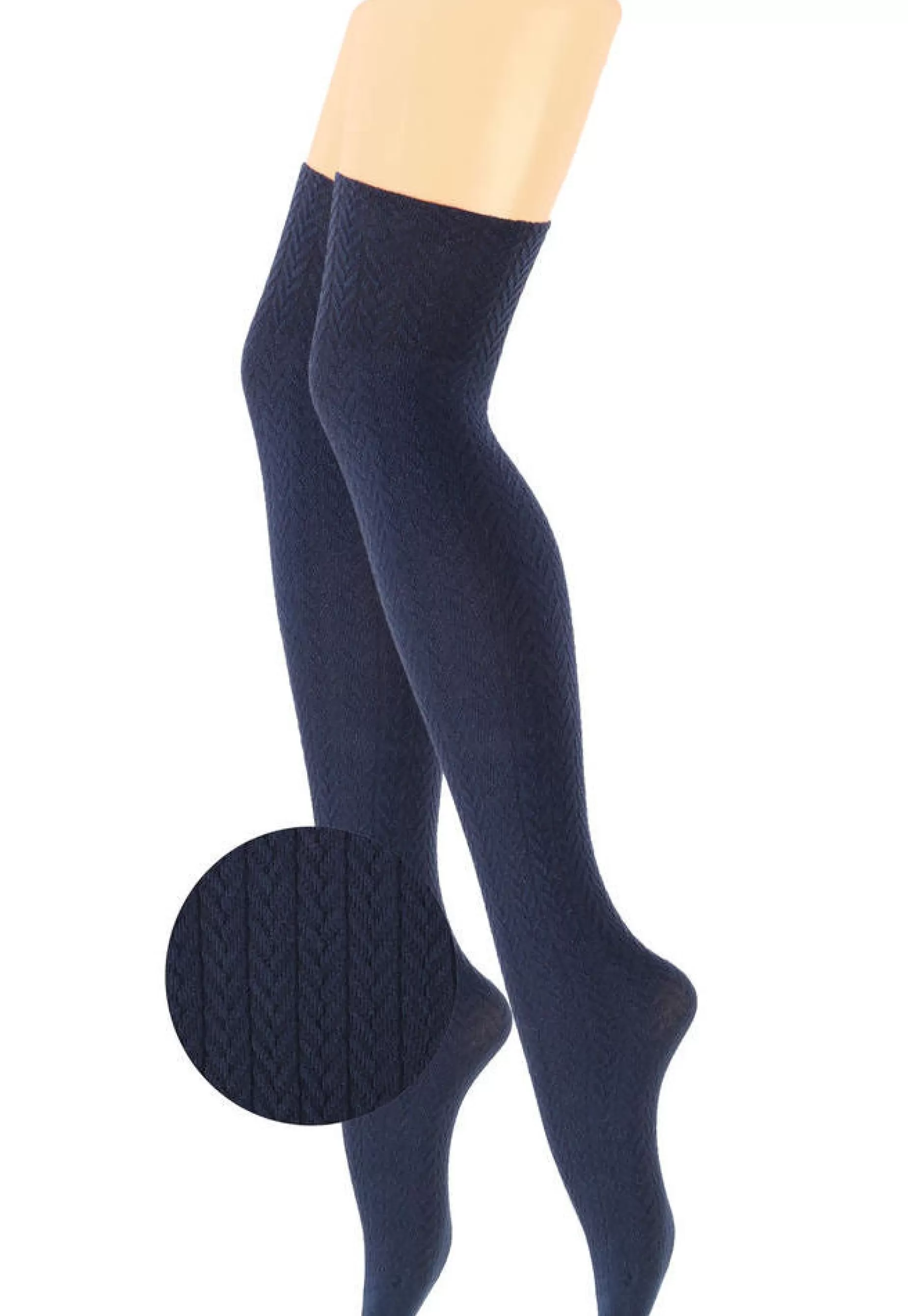Over-Knee Socks | Wola Herringbone Textured Cotton Over-Knee Socks By
