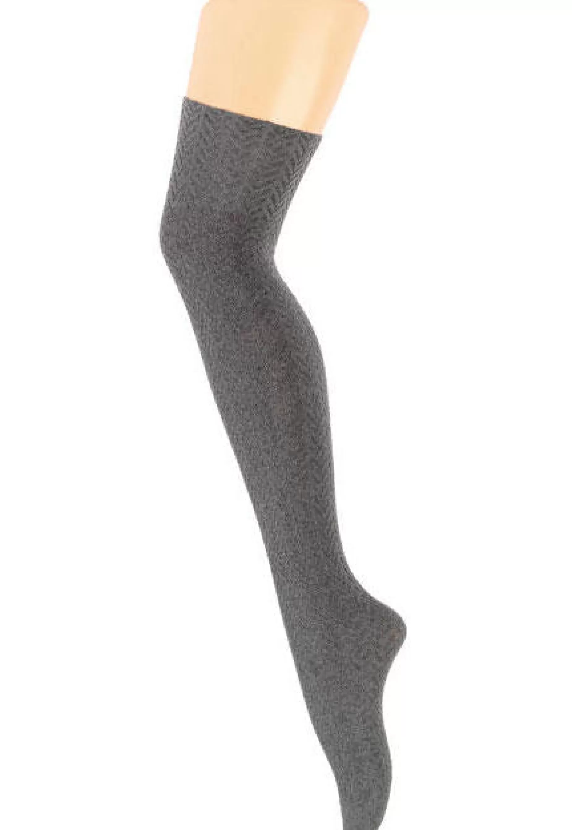 Over-Knee Socks | Wola Herringbone Textured Cotton Over-Knee Socks By