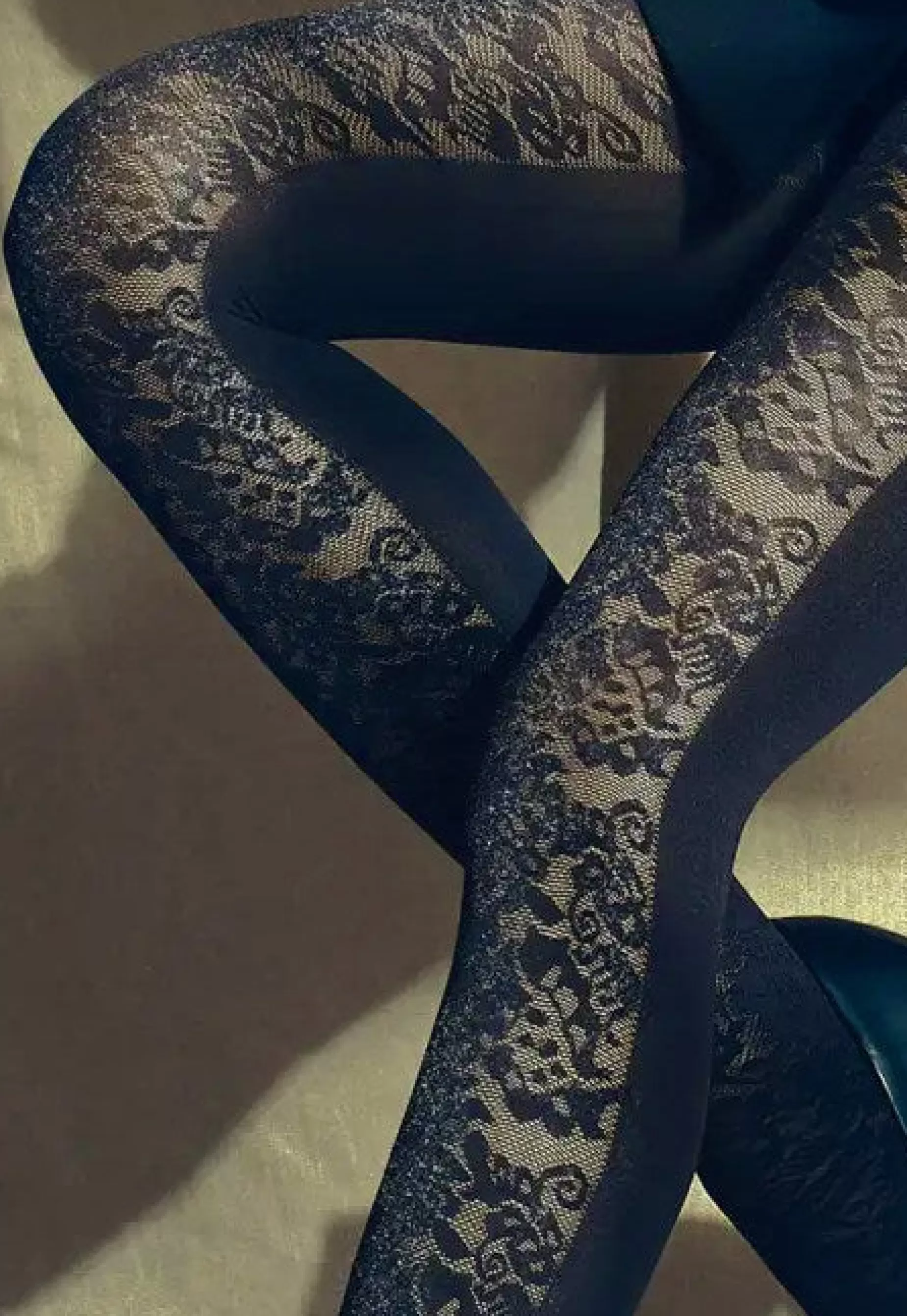 Patterned Tights | Knittex Intact Lace Panelled Opaque Tights By