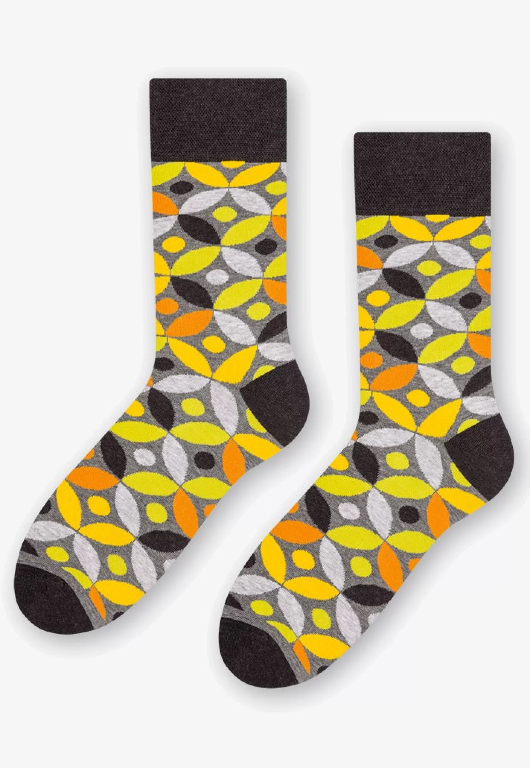 Cotton Socks | More Leaves & Dots Patterned Socks In By Yellow