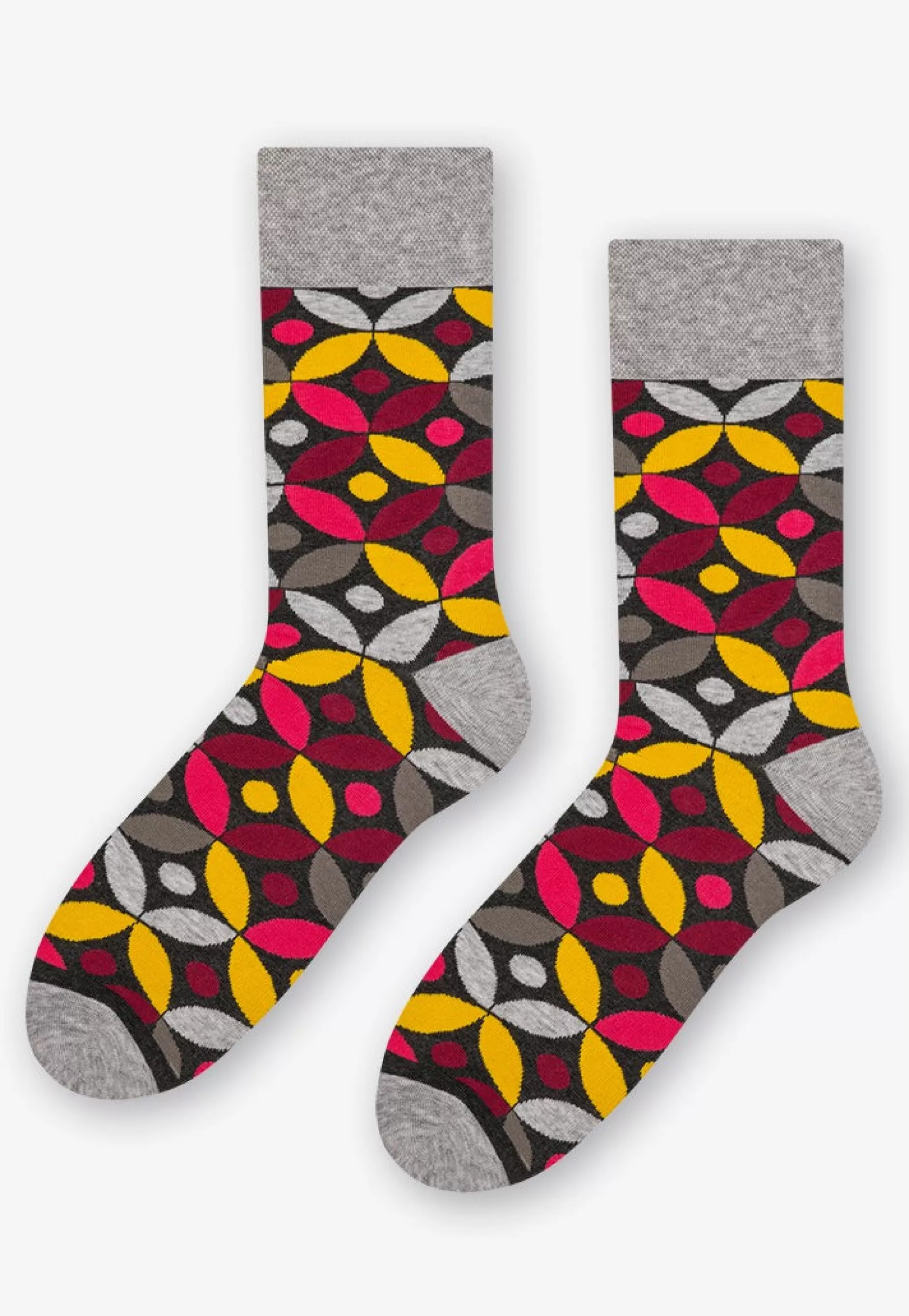 Cotton Socks | More Leaves & Dots Patterned Socks In By Burgundy