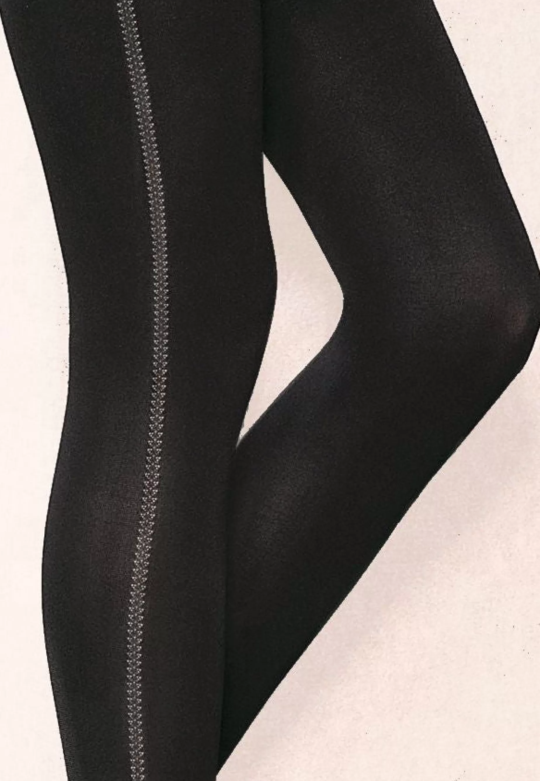 Stripe & Check Tights | Gatta Loretta 124 Side Stripe Opaque Tights By Nero: Black